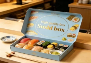 Blue Premium Sushi Box With Gold Foil Design
