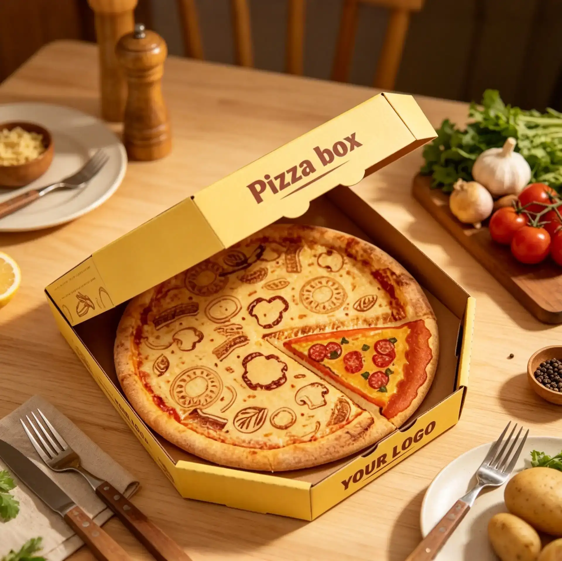 Circular Premium Pizza Packaging with Tuck Lid