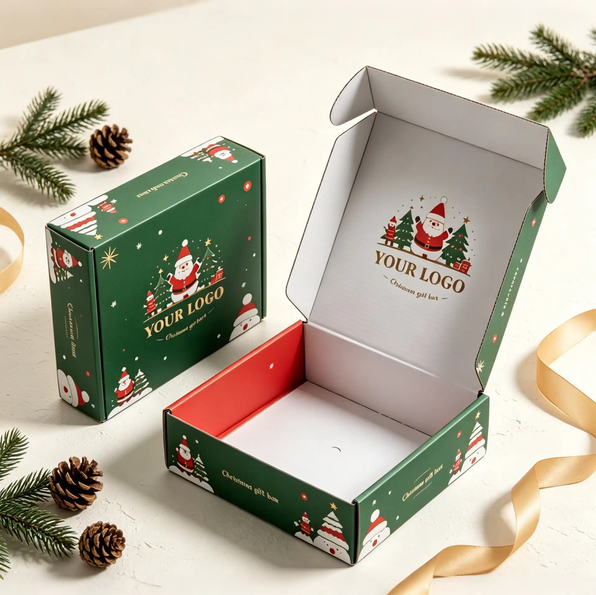 Classic Green Custom Logo Holiday Mailer Box