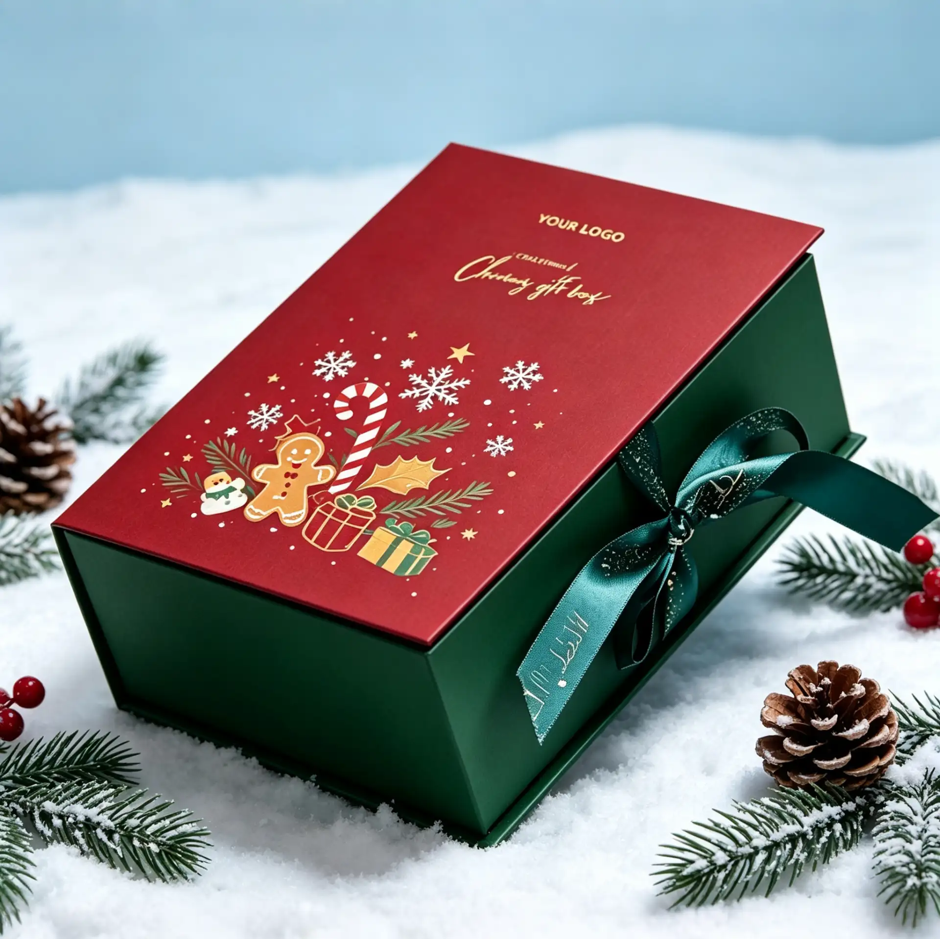 Classic Red And Green Christmas Magnetic Closure Box