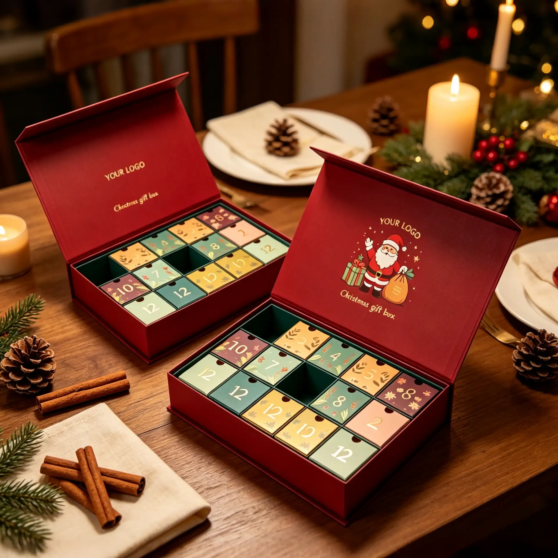 Classic Red Santa Advent Calendar with 12 Drawers