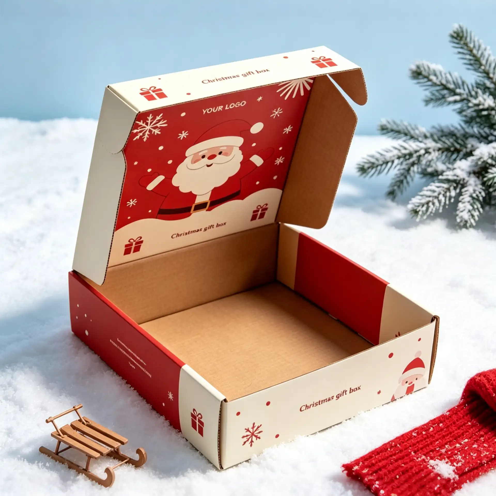 Corrugated Mailer Box with Santa Graphic