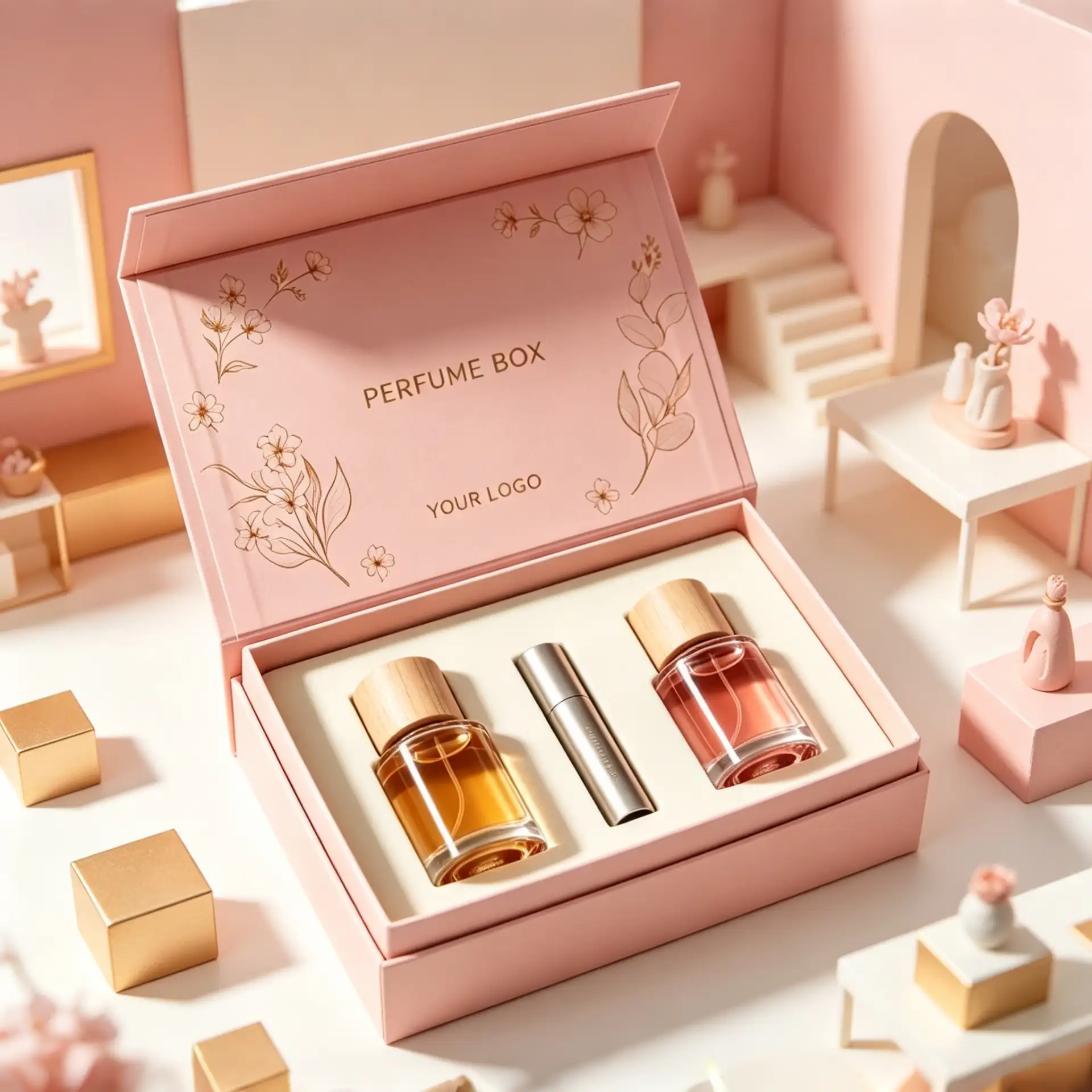 Custom Blush Pink Perfume Box