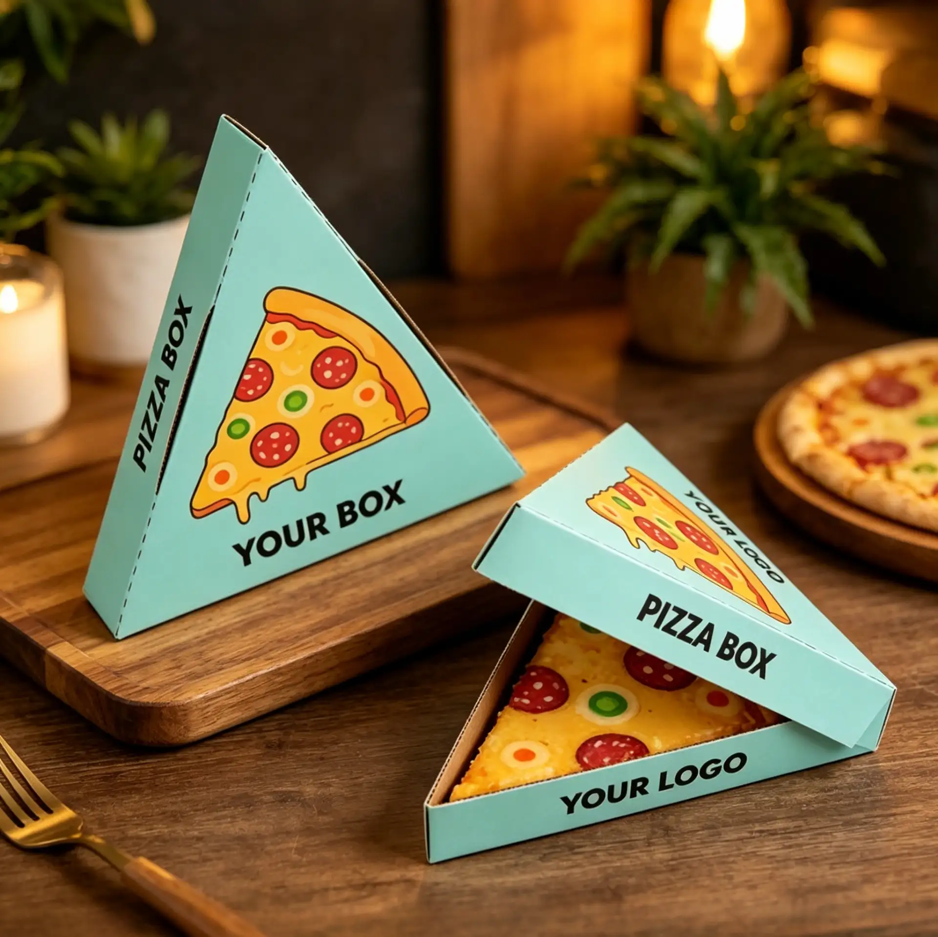 Customizable Green Triangle Pizza Slice Box