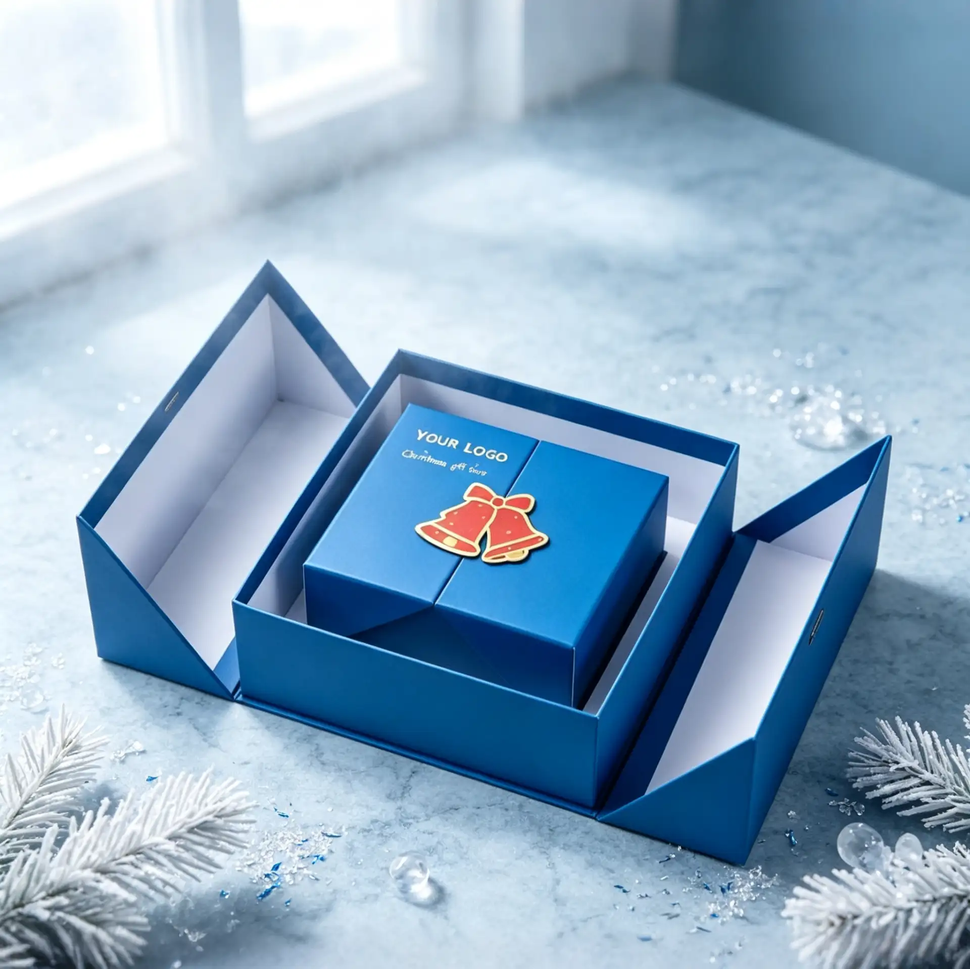 Double-Layer Surprise Box Blue Minimalist Box