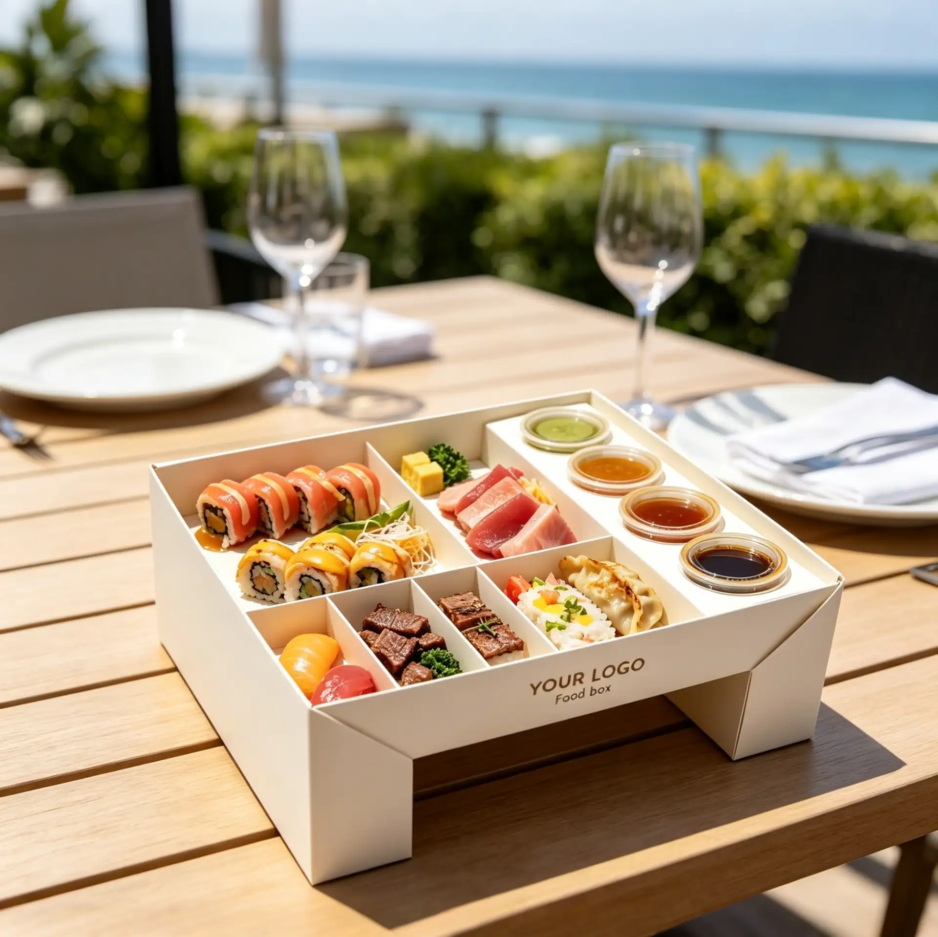 Elevated Multi-Compartment Food Box