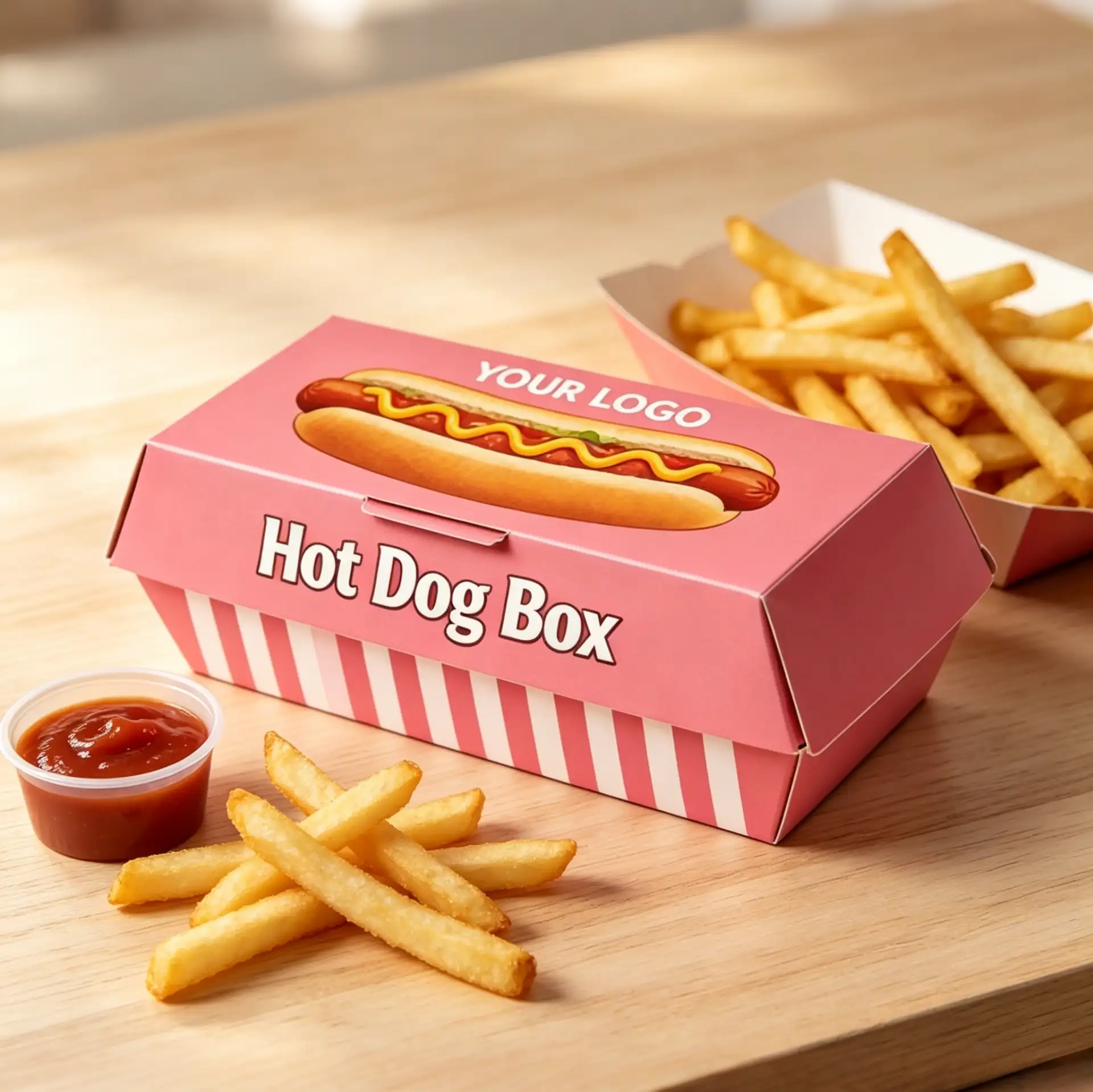 Food Grade Hot Dog Box Retro Red And White Stripes2