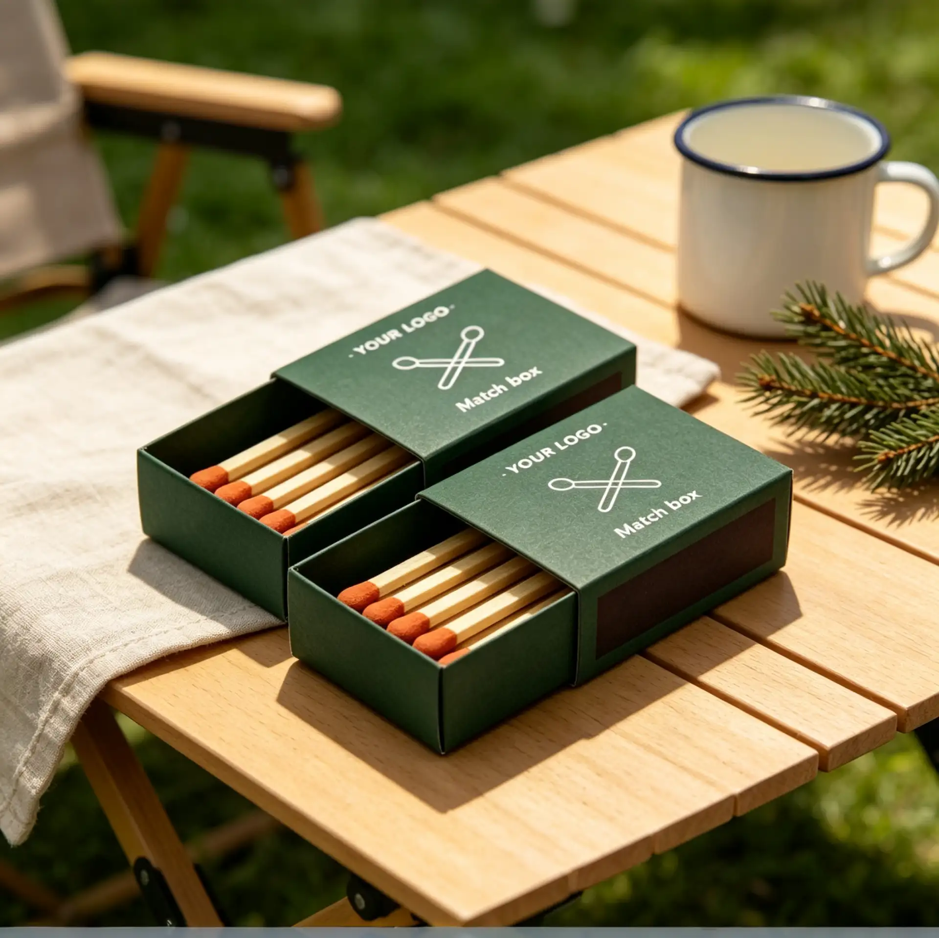 Forest Green Camping Match Box