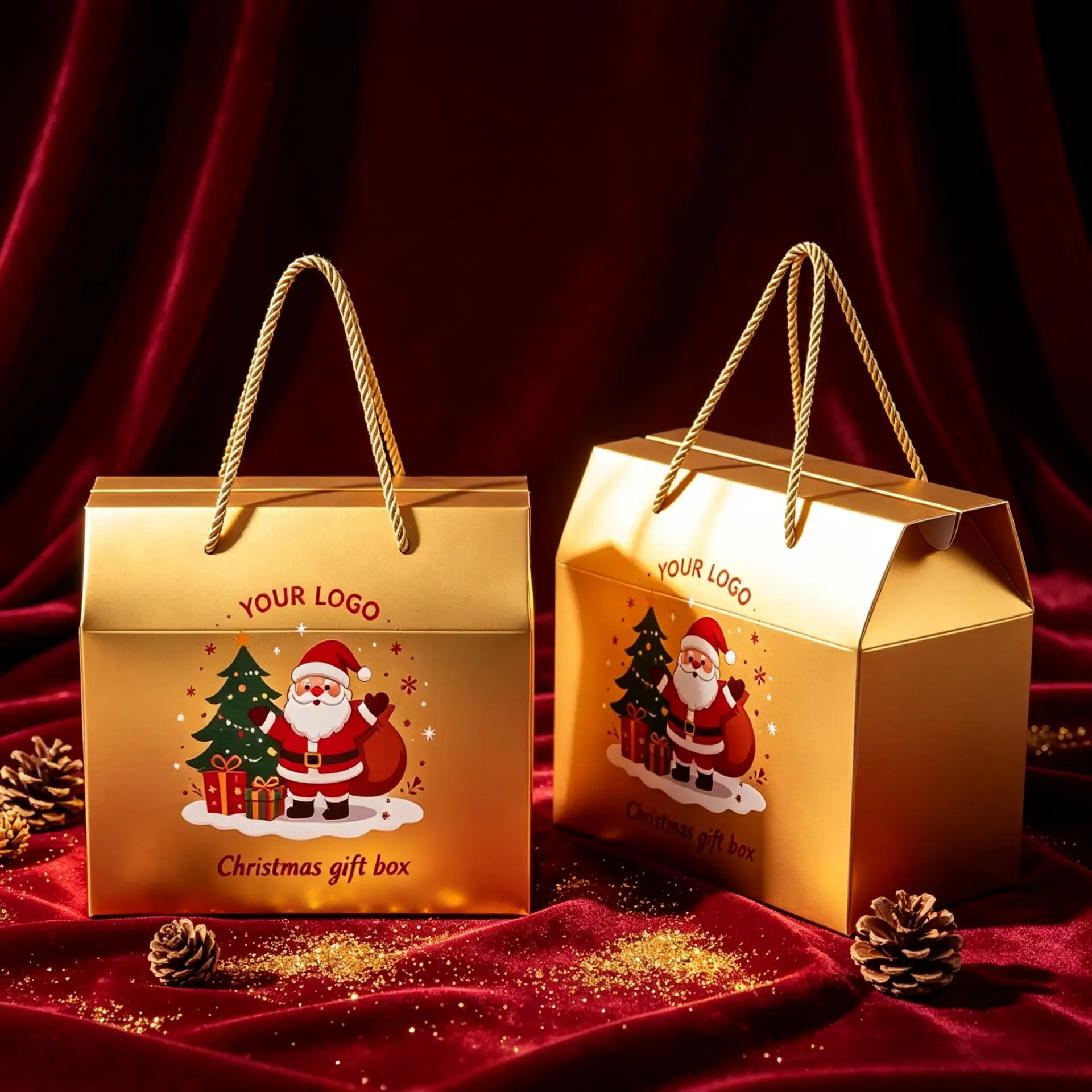 Gold Luxury Holiday Gift Box with Jute Handles