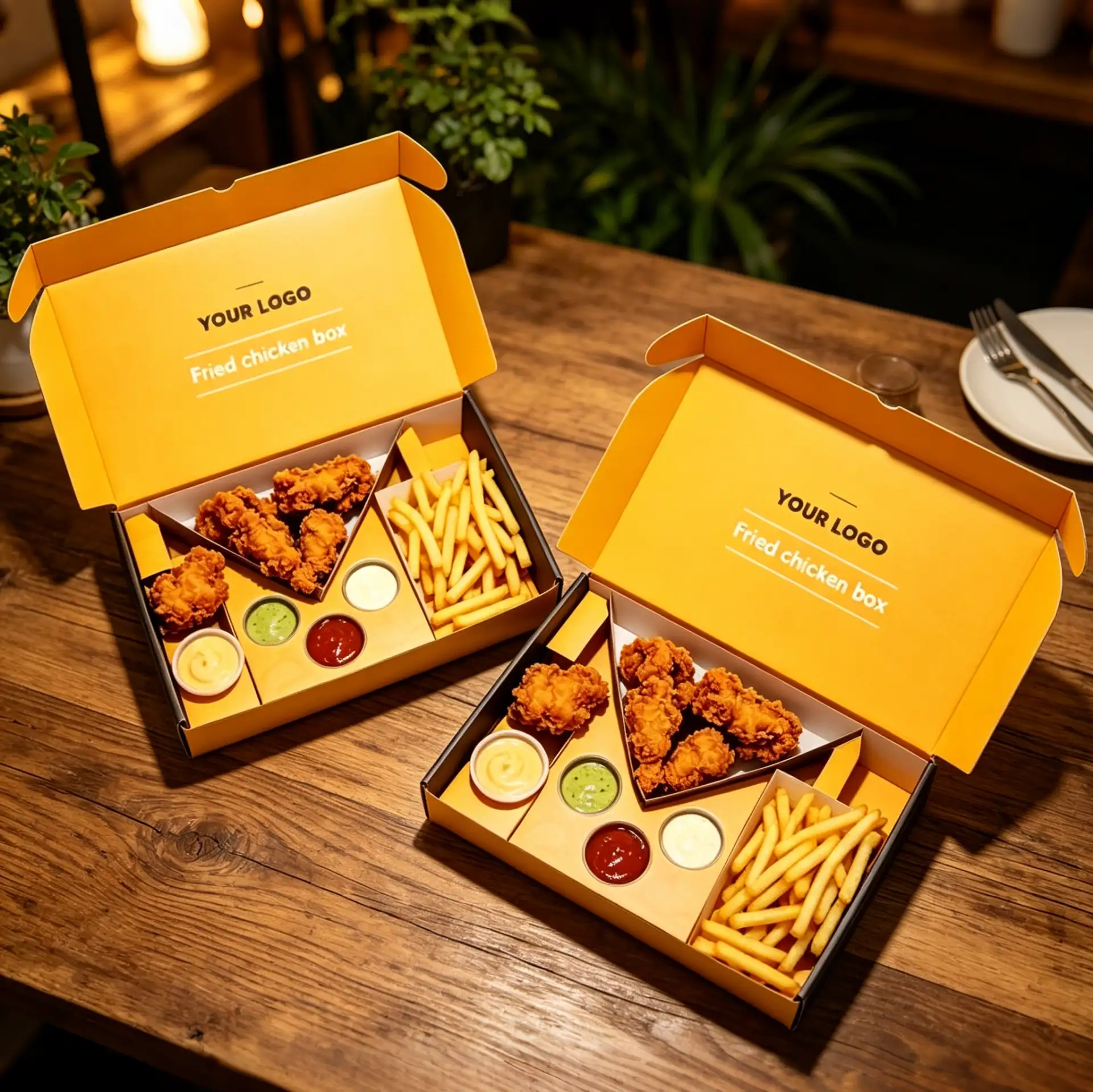 Joyful Yellow Meal Box Compartment Tray Box