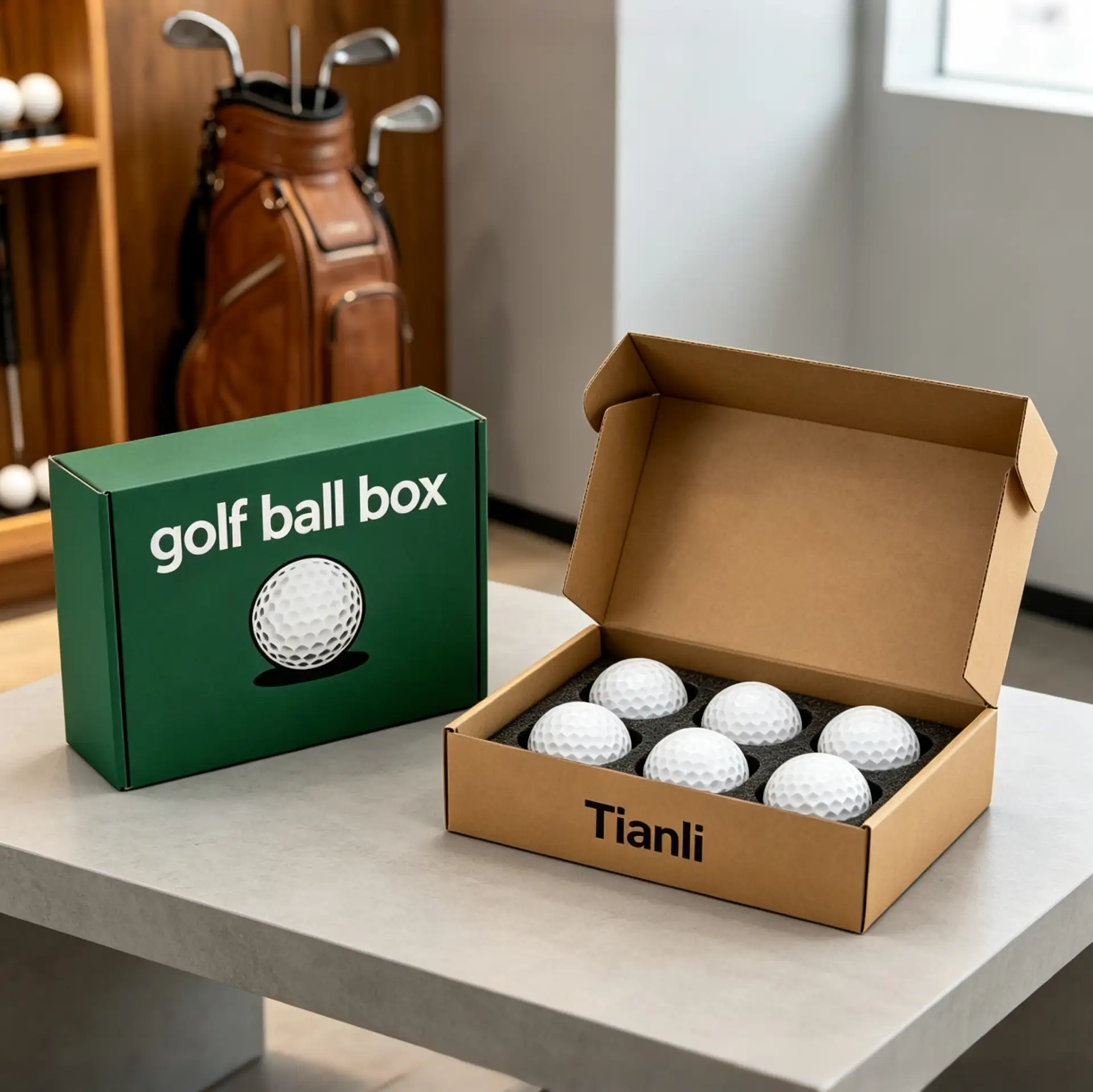 Kraft Golf Ball Box With 6-Ball Capacity