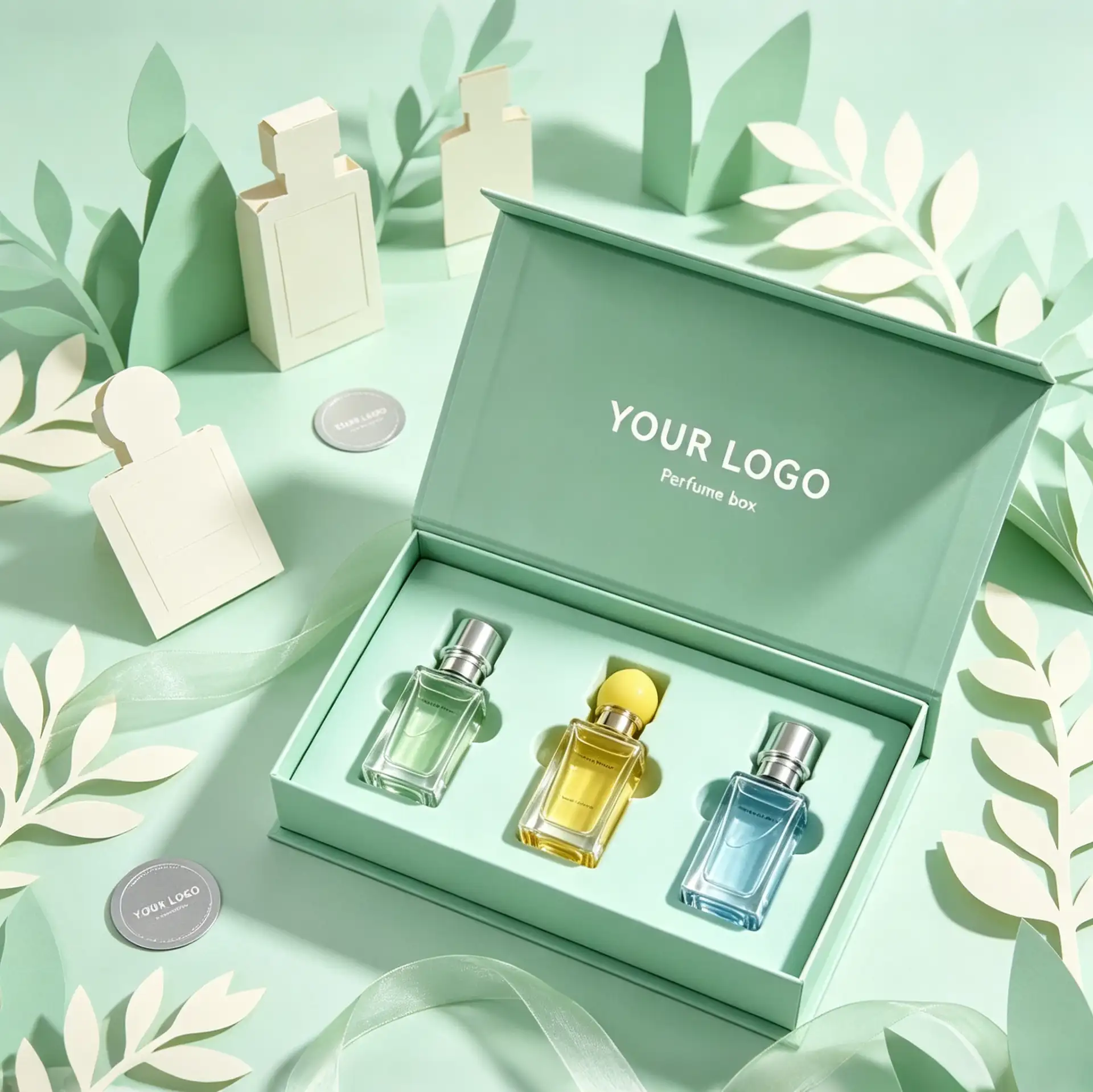 Minimalist Mint Flip-Top Fragrance Set Box