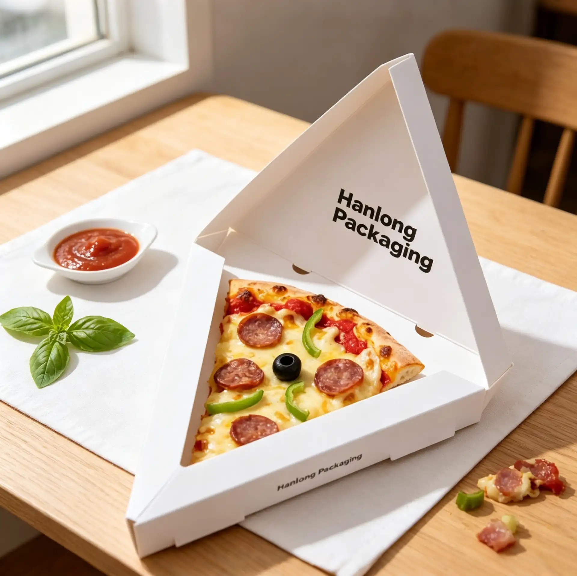 Minimalist White Design Triangle Pizza Slice Box