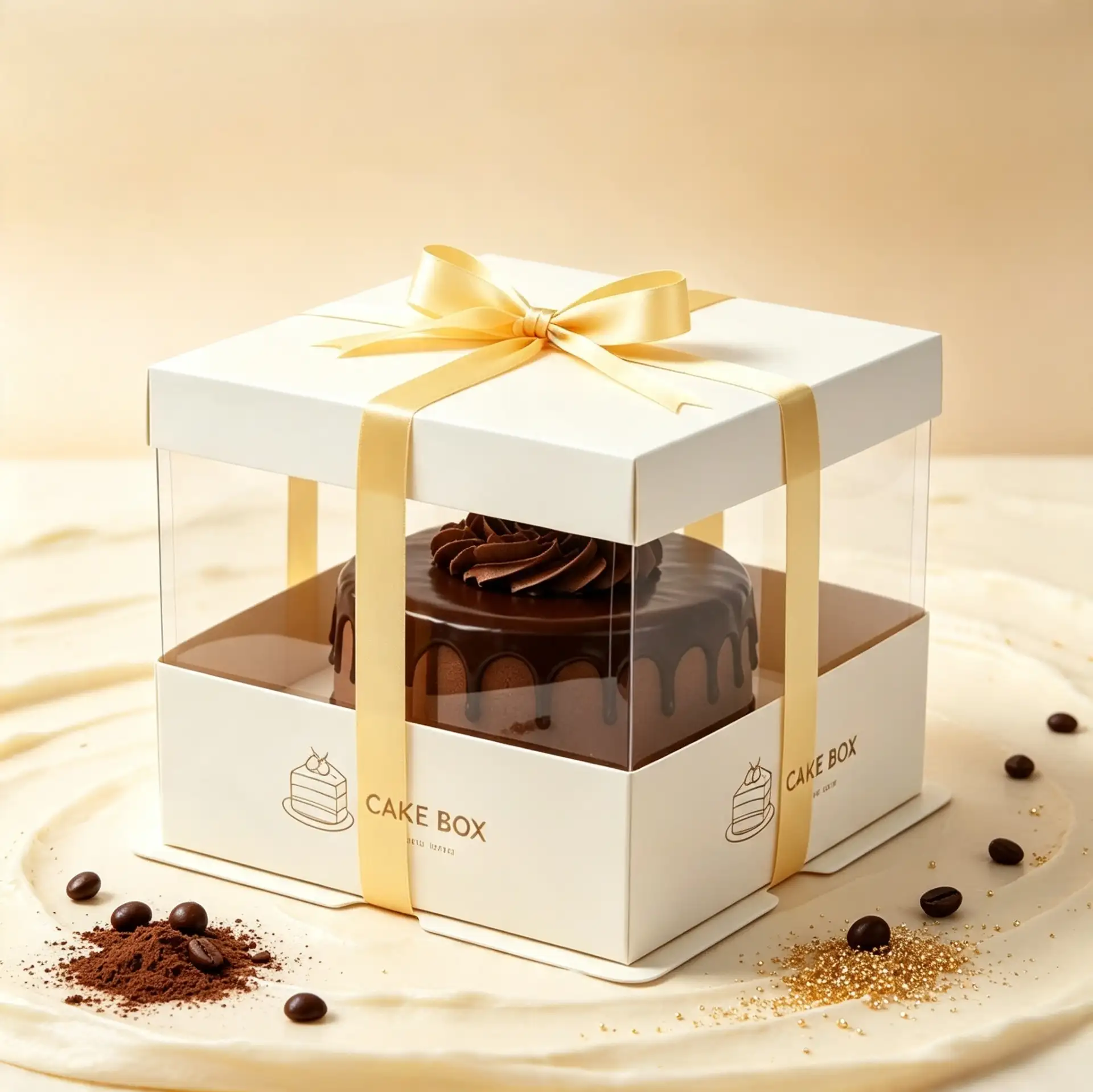 Minimalist White Packaging Acrylic Window Cake Box