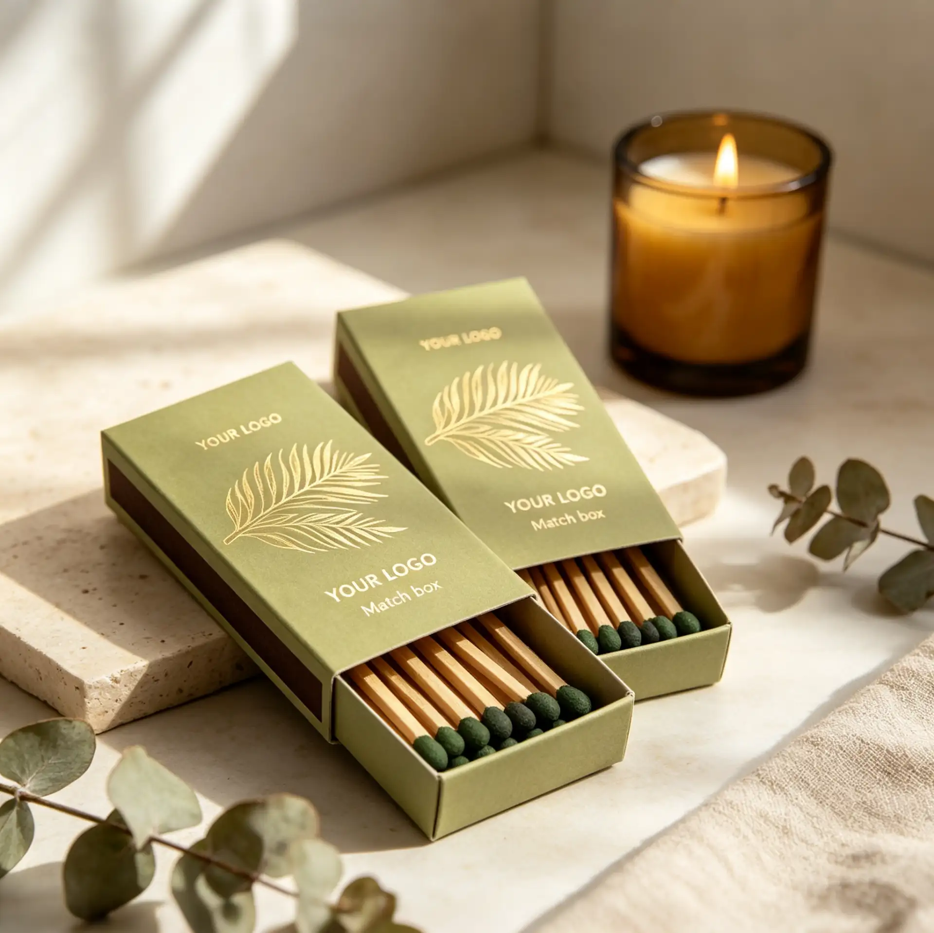 Olive Green Luxury Match Box