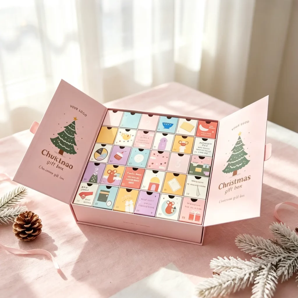 Pink Advent Calendar Box With 30 Mini Drawers