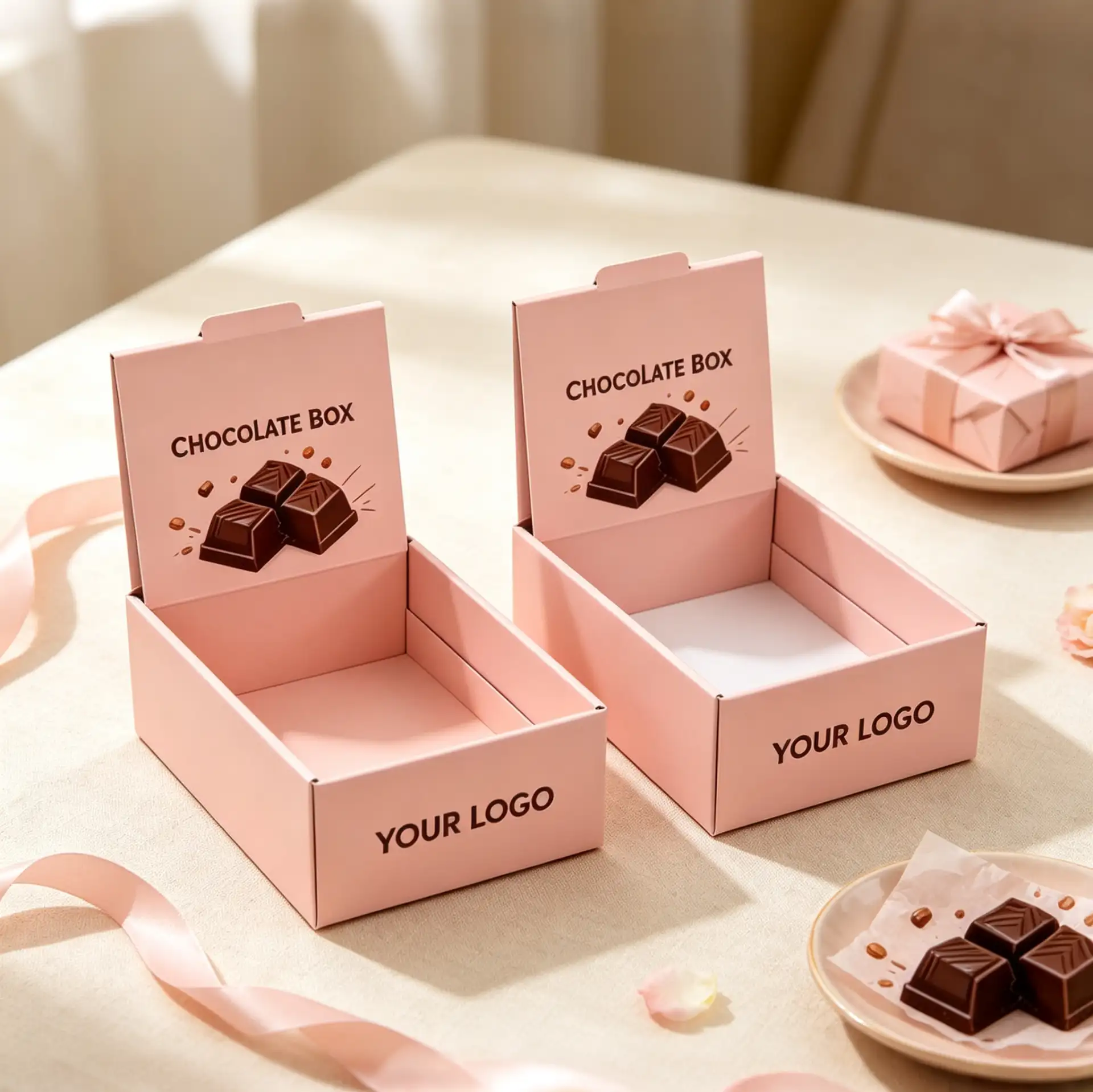 Pink Chocolate Display Box For Countertop Ready