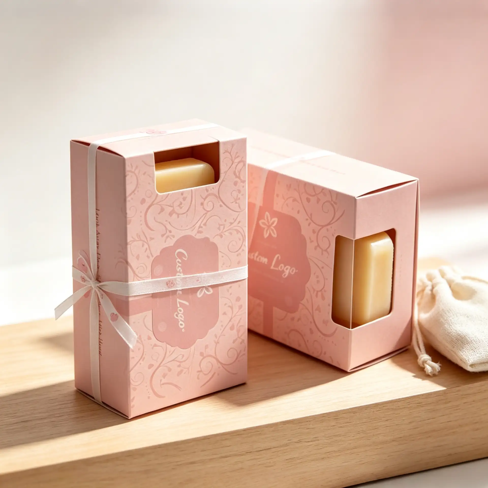 Pink Ribbon Bow Gift Soap Box