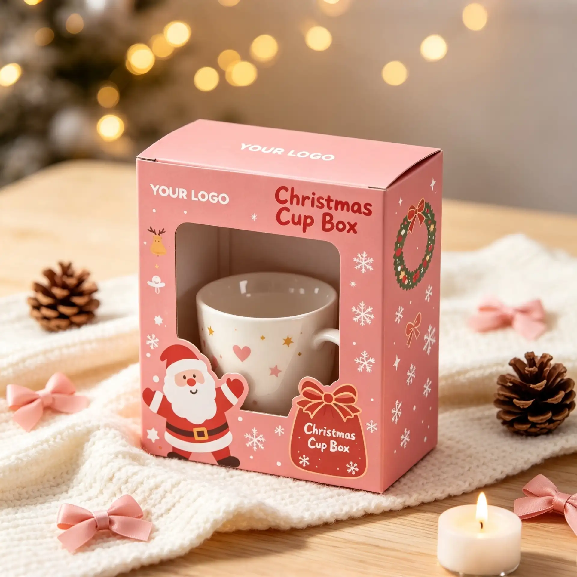 Pink Window Christmas Cup Gift Box