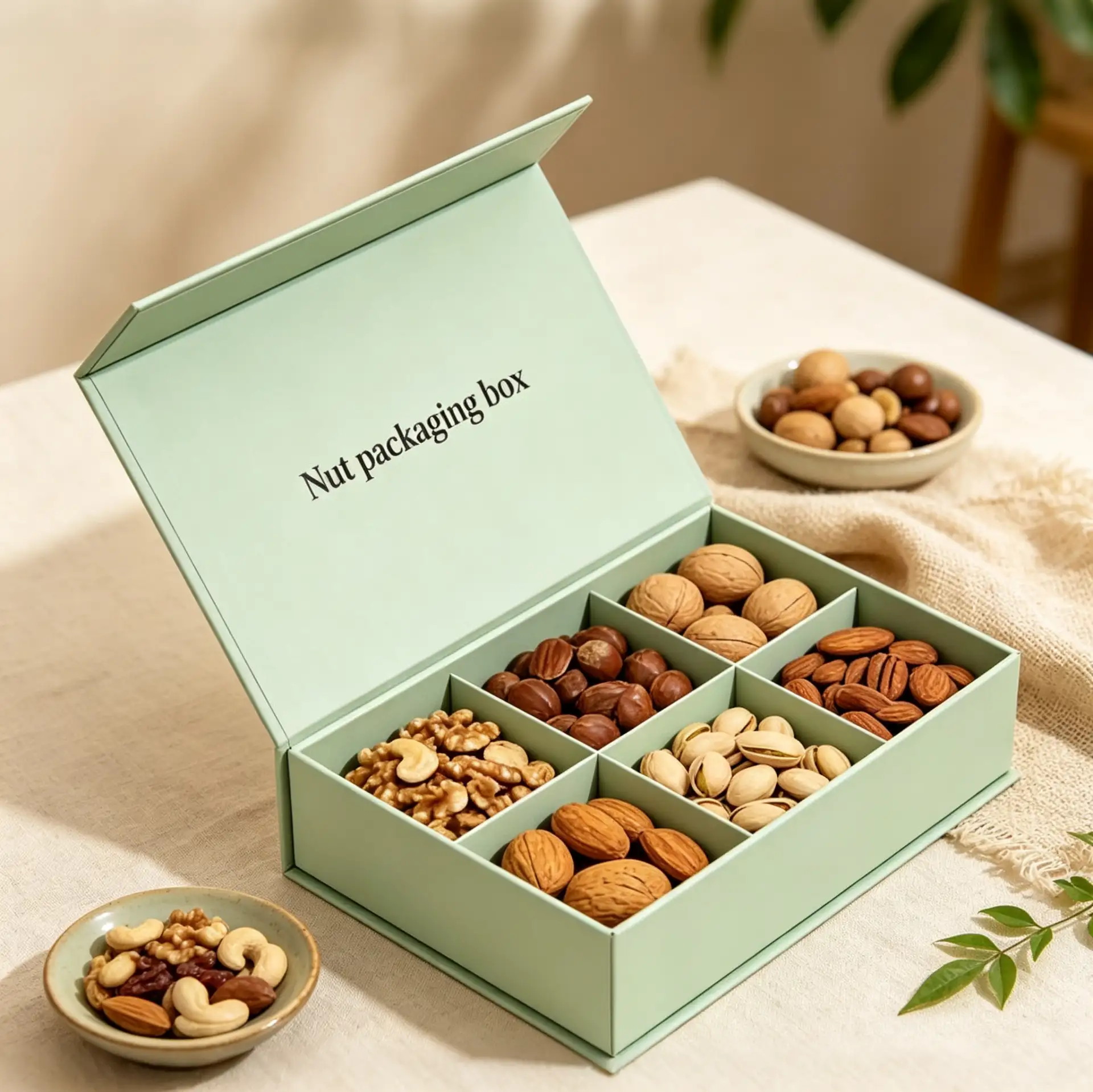 Premium Nut Gift Box With 6-Compartment Divider