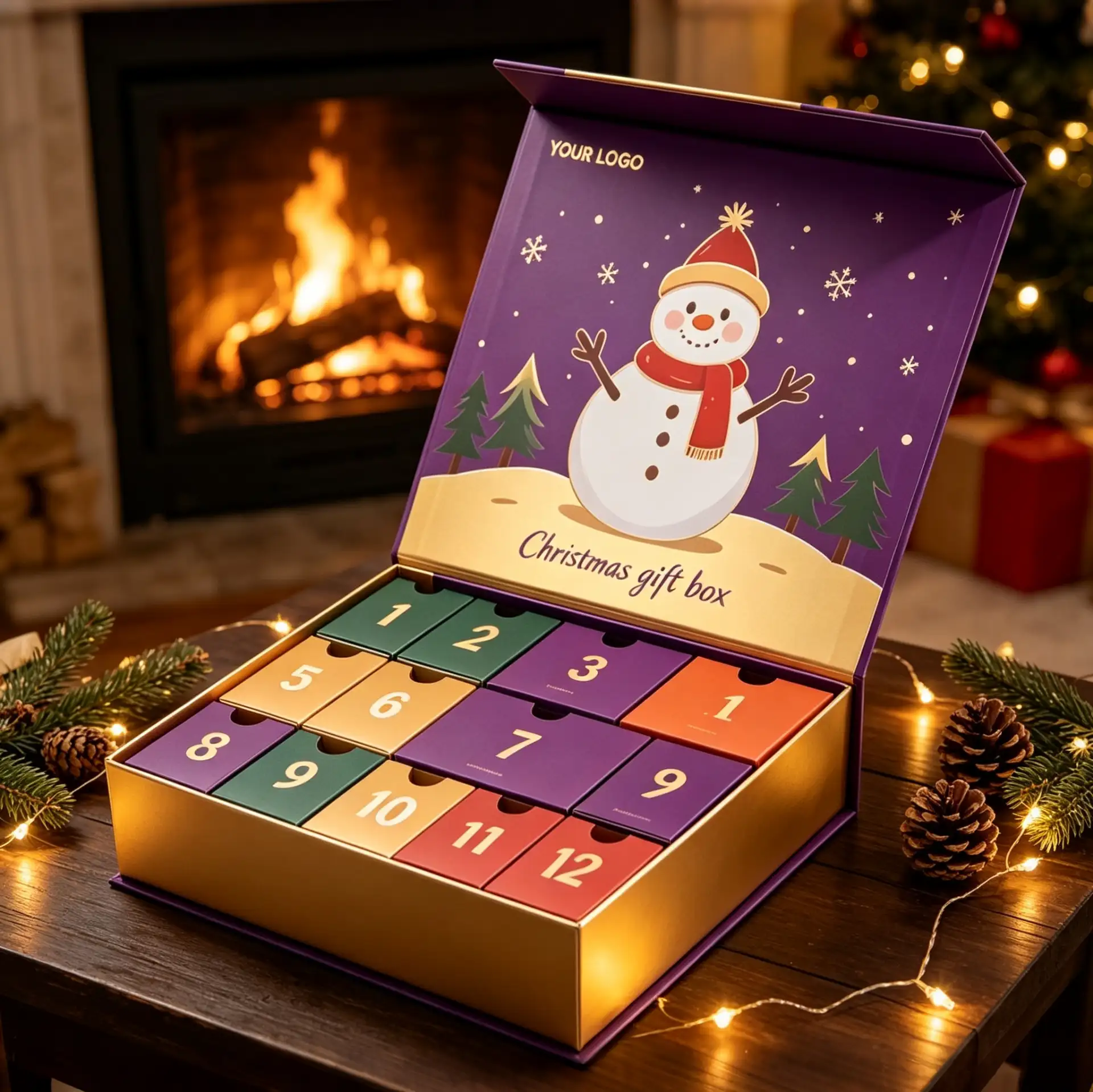 Purple Snowman Christmas Gift Box Surprise Drawers Box