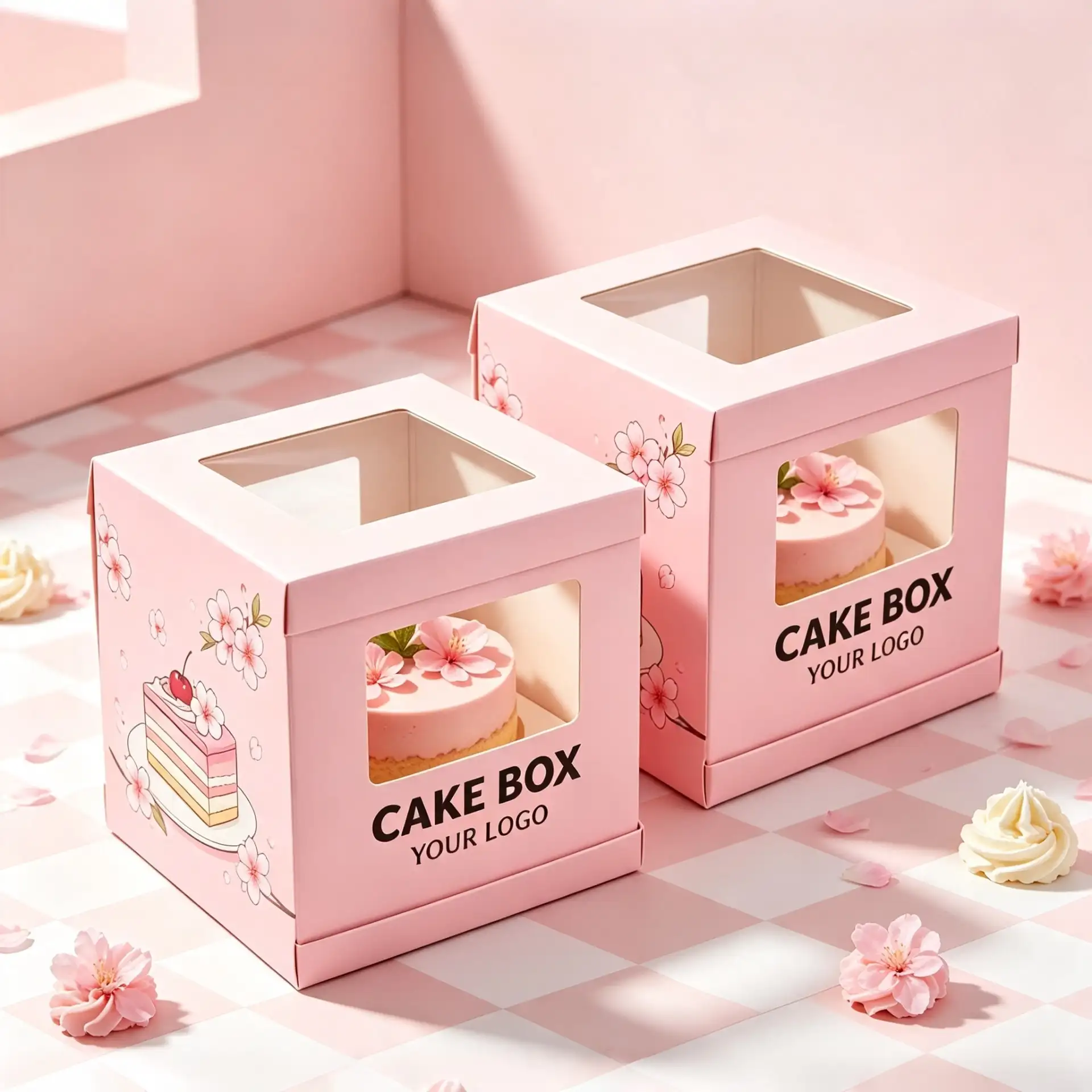 Sakura Pink Window Cake Dessert Box