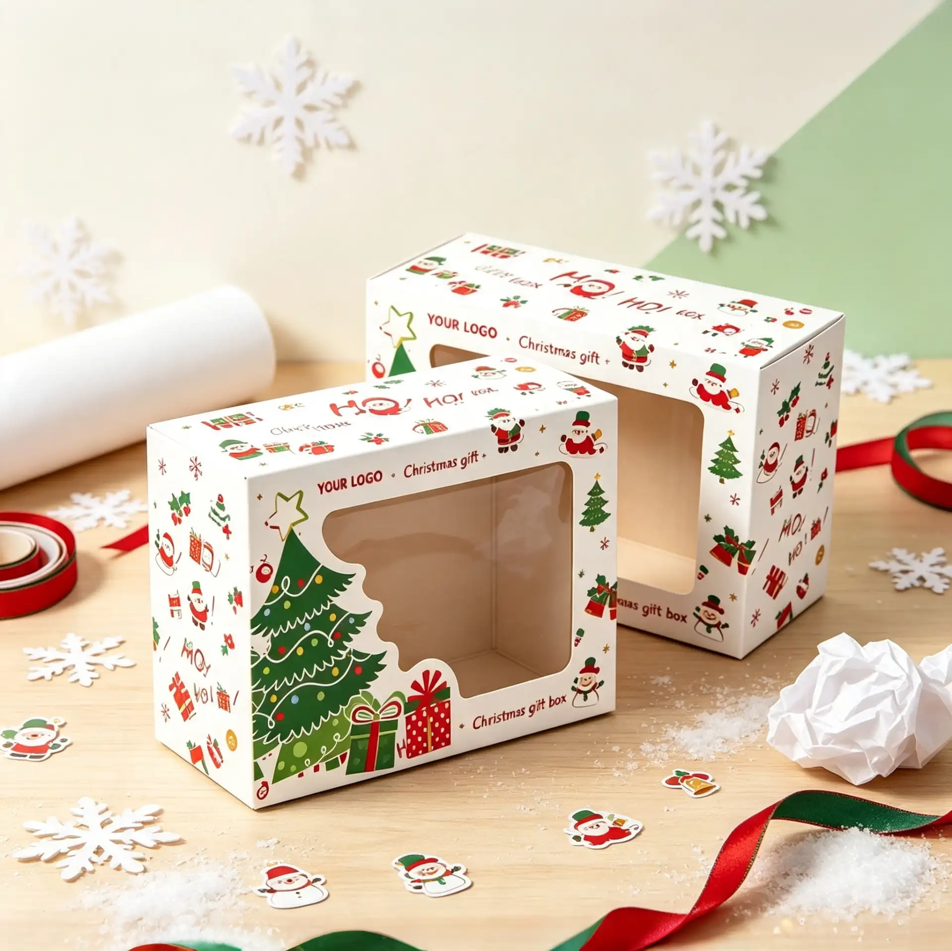 Tree-Shaped Cutout Christmas Gift Box