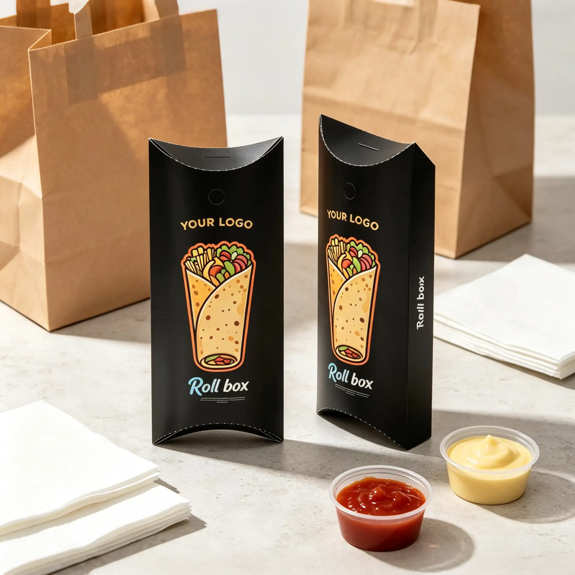Trendy Matte Black Wrap Box Sustainable Roll Packaging