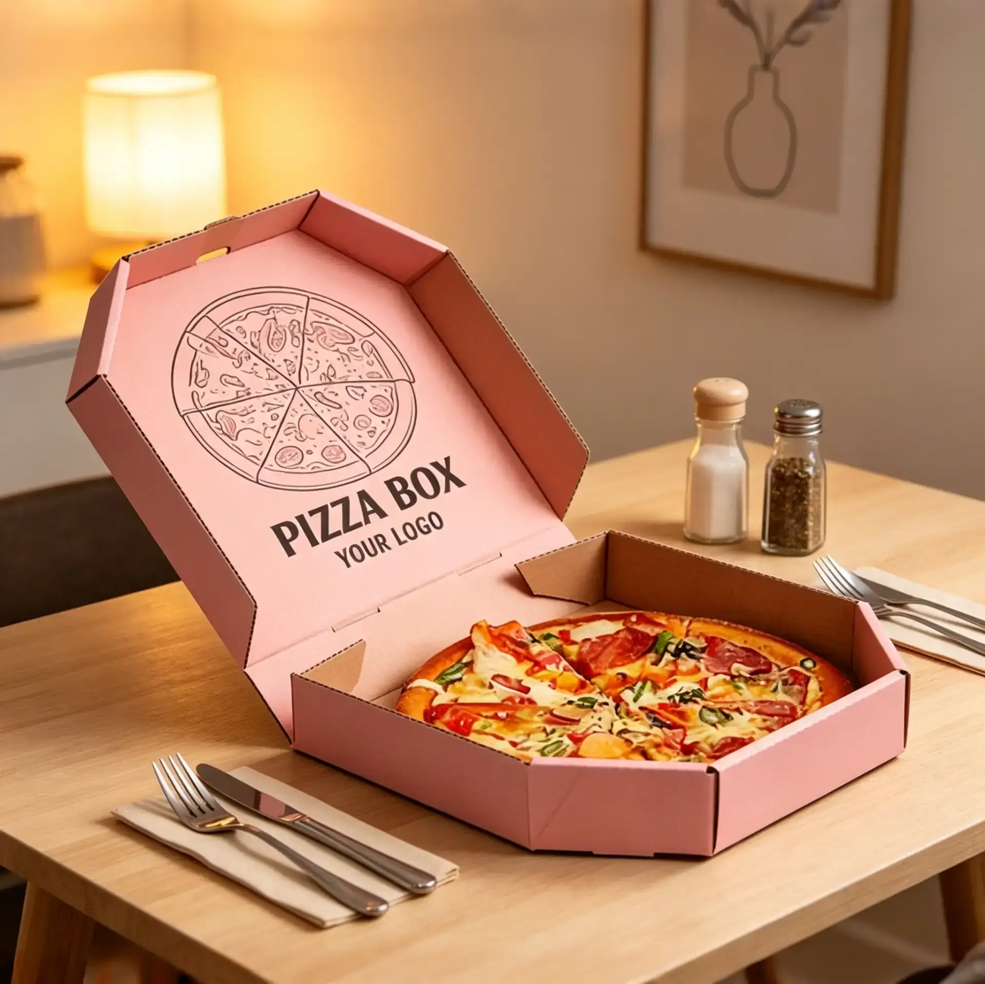 Unique Pink Octagonal Pizza Box 2