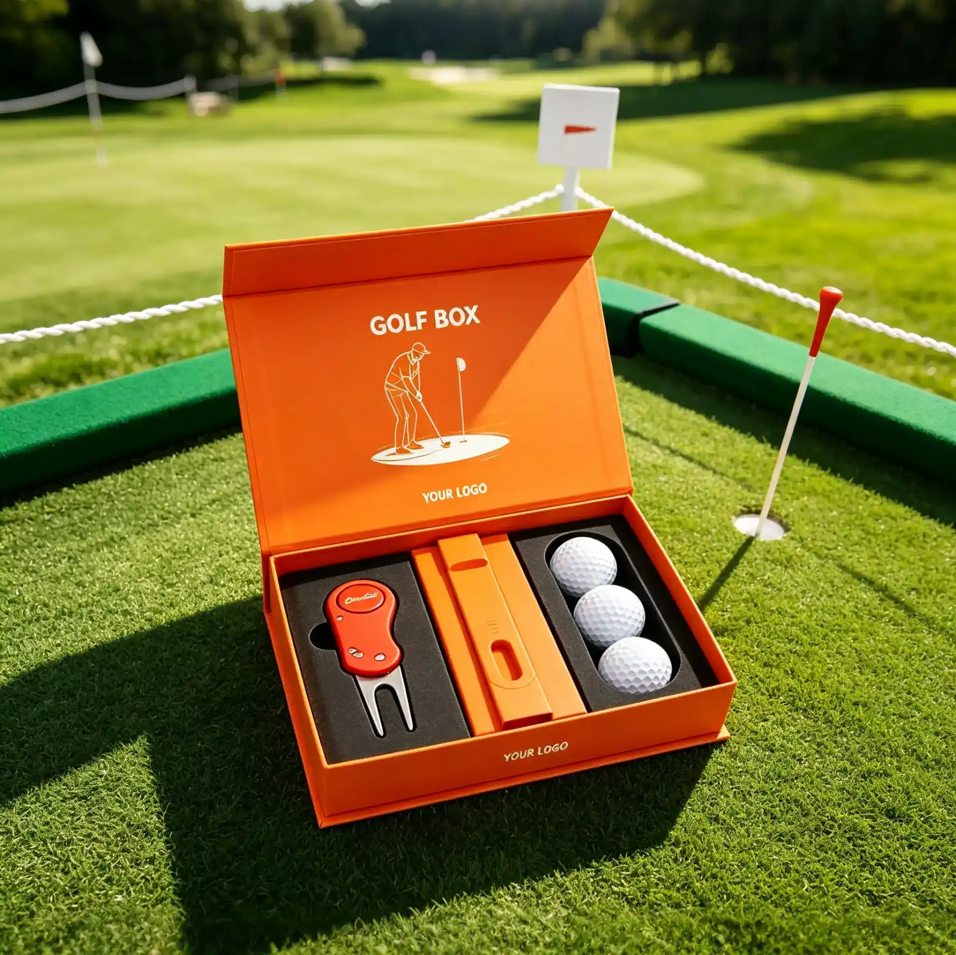 Vibrant Orange Golf Gift Set Pro-Golfer Unboxing Experience