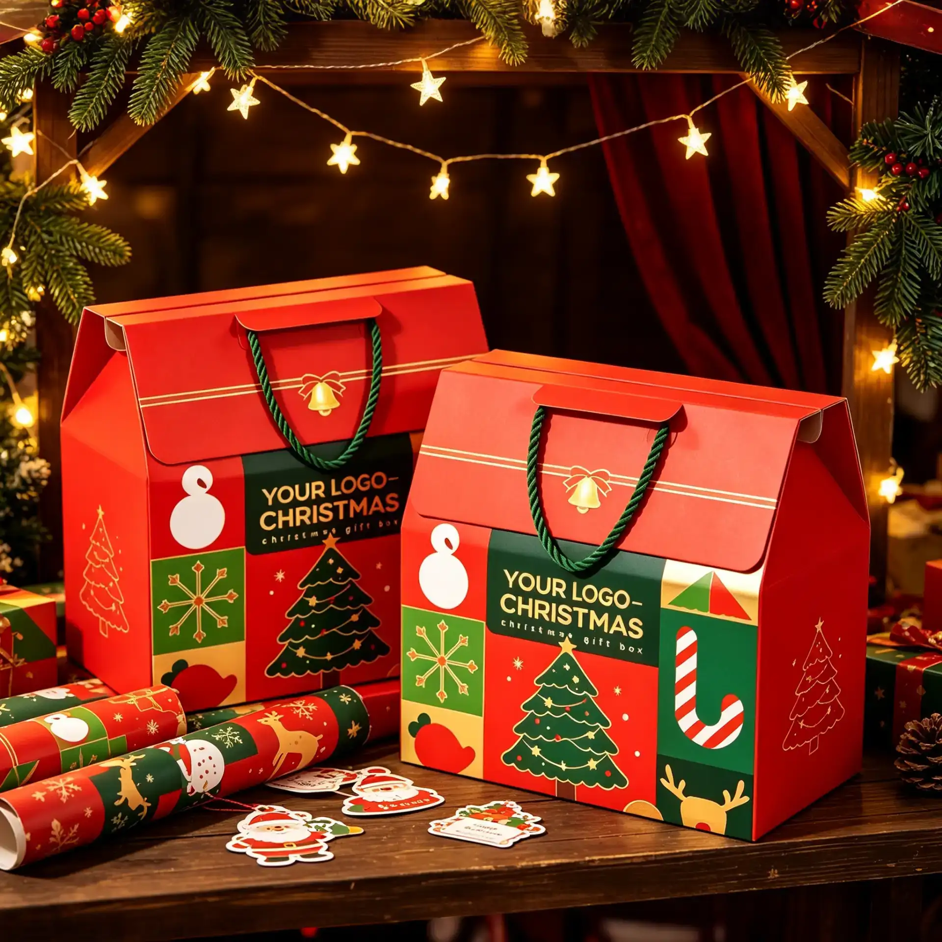 Vibrant Red Box Carrier Holiday Hampers