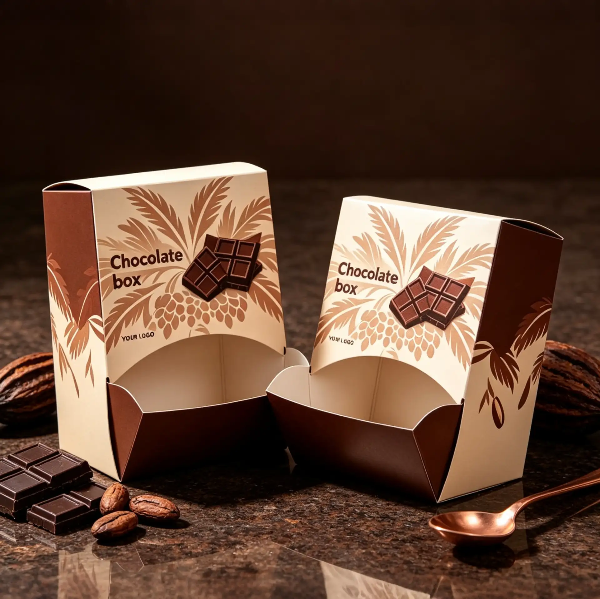 Vintage Cacao Illustrations Chocolate Display Box