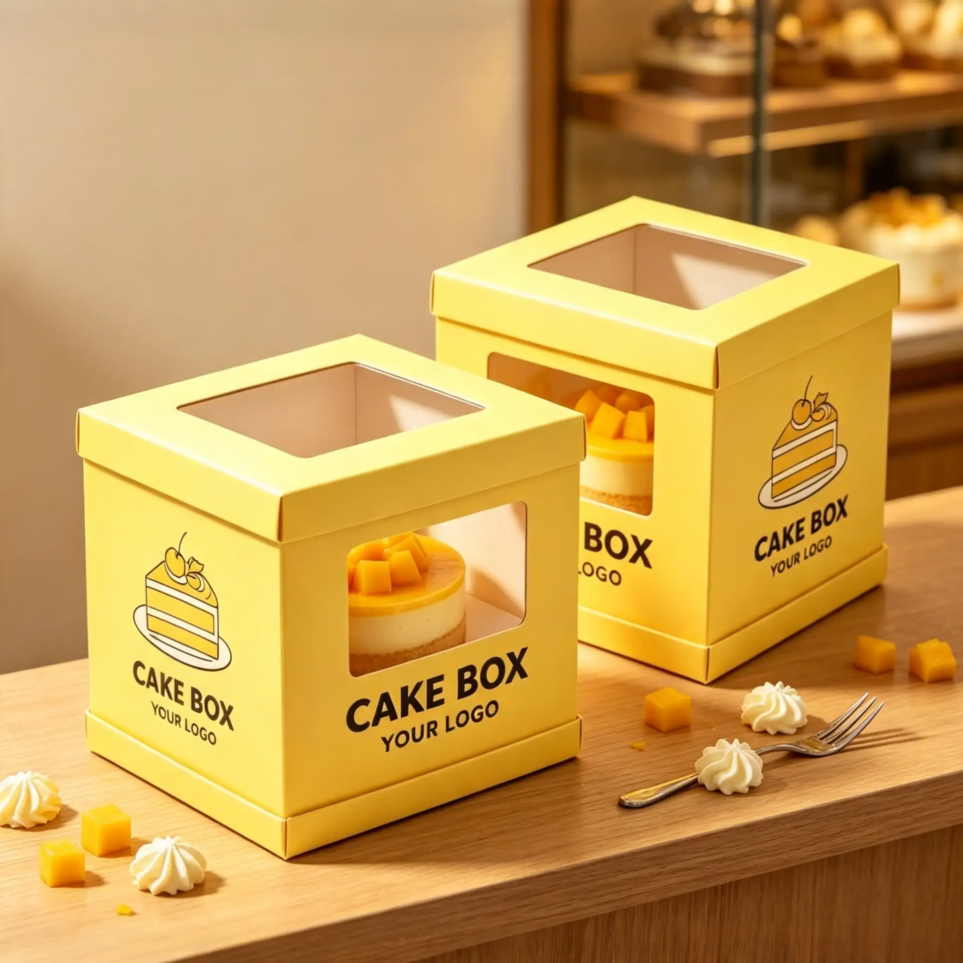 Yellow Cake Box Window Packaging
