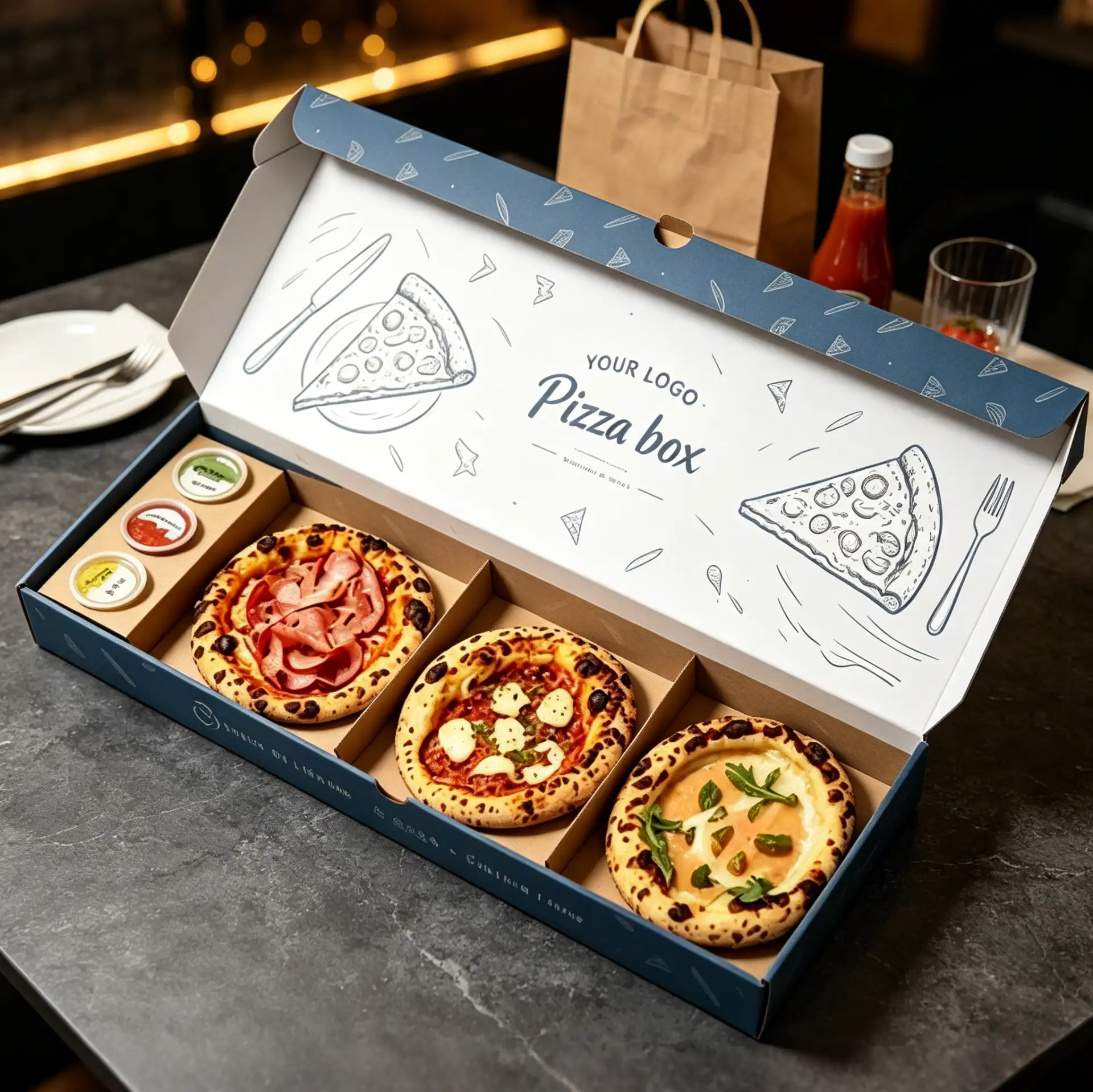 3 Pizza Slots Flip-top Pizza Box