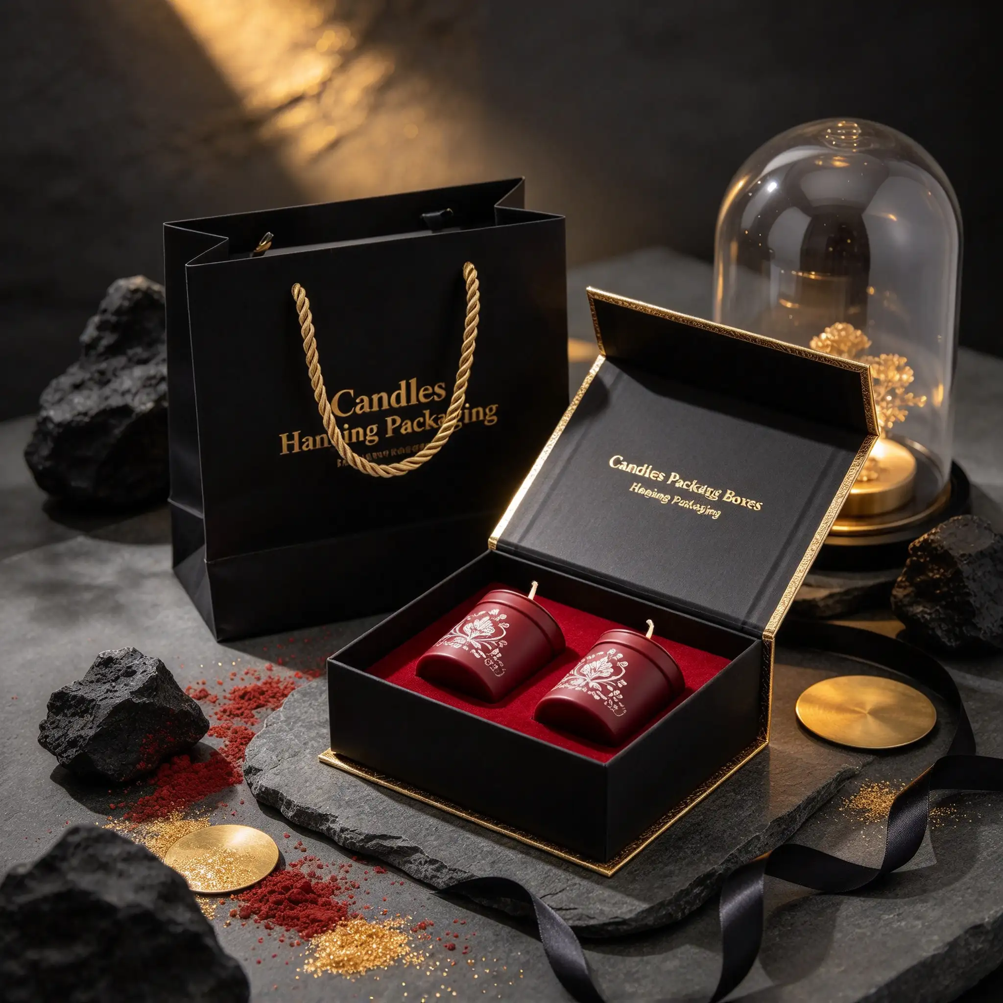 Black And Gold Luxury Double Candle Box