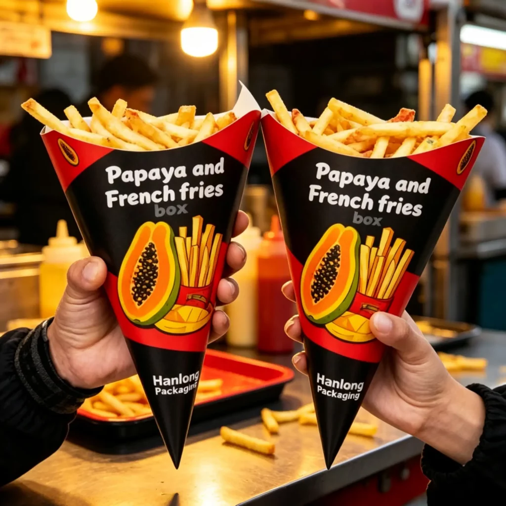 Black And Red Cone Fry Box