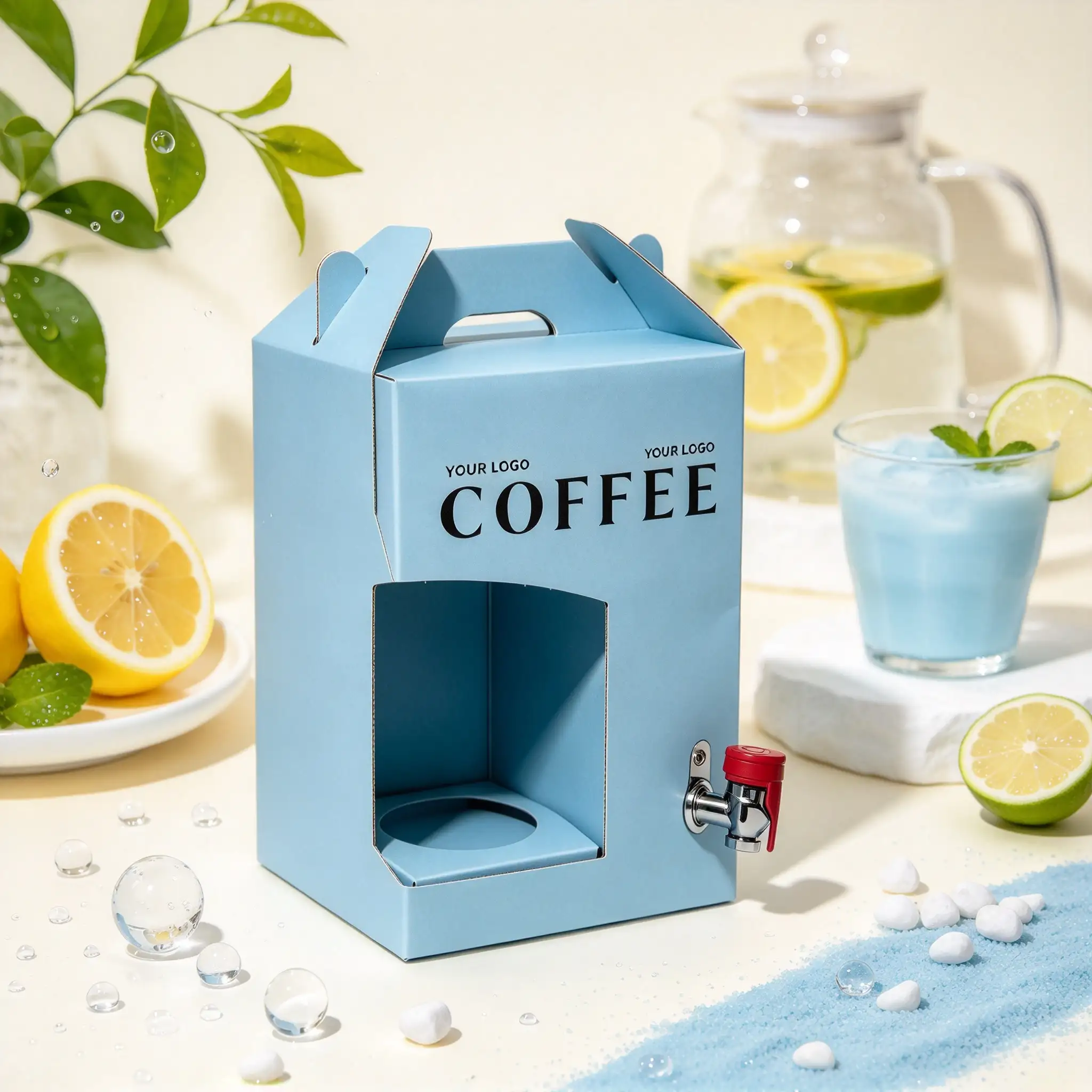 Blue Coffee Box With Cup Holder