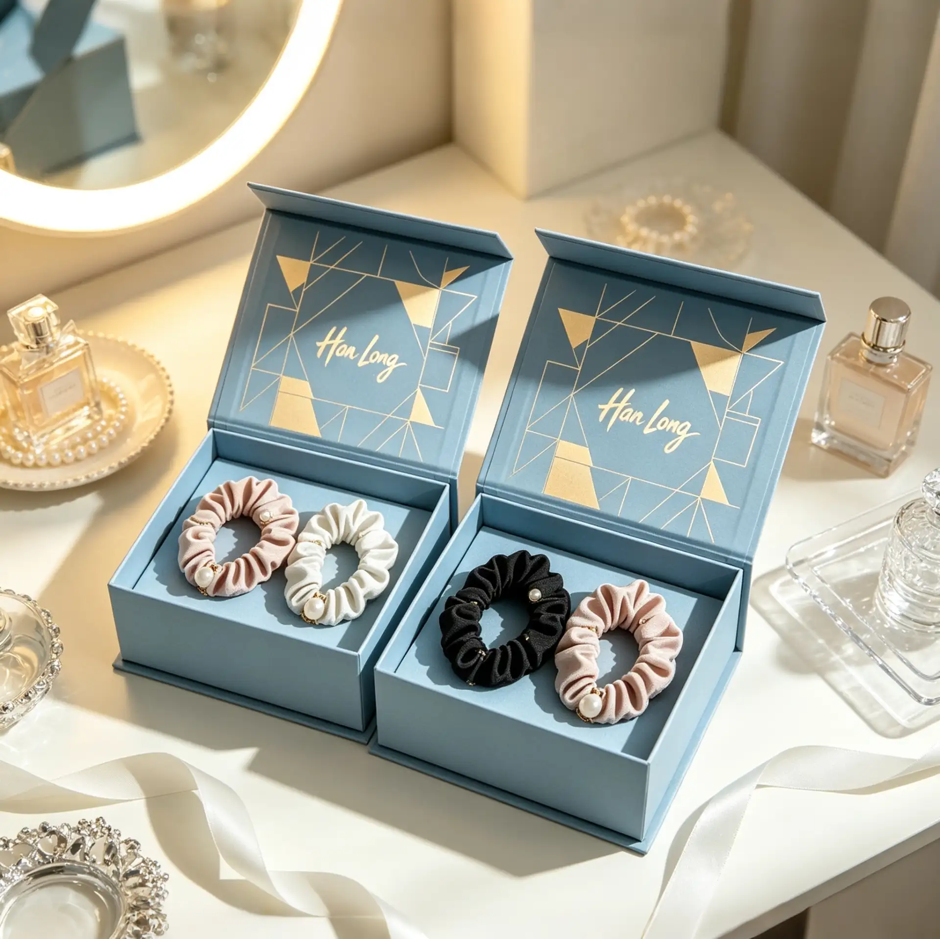 Blue Flip-Top Hair Tie Box​