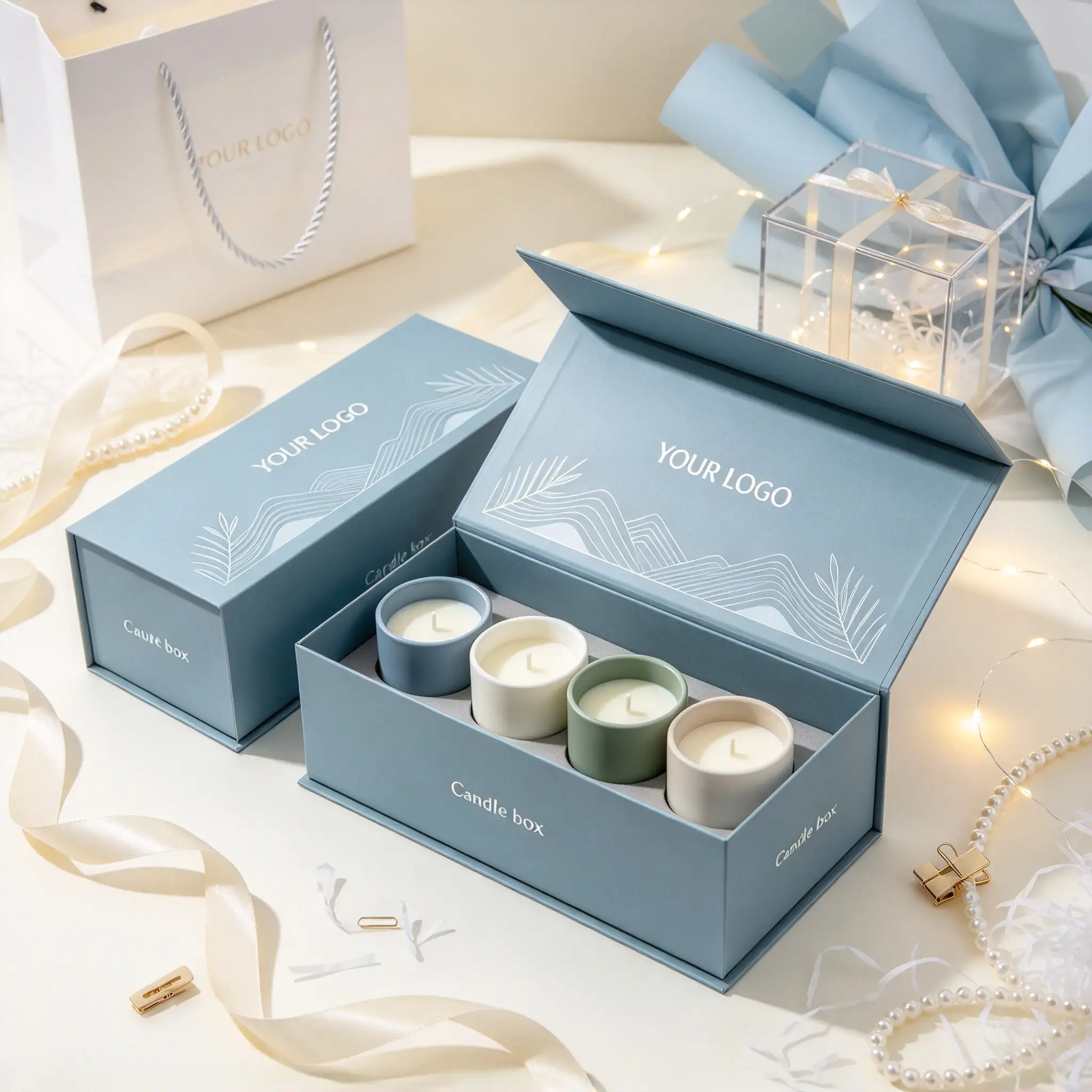 Blue Quadruple Candle Gift Box