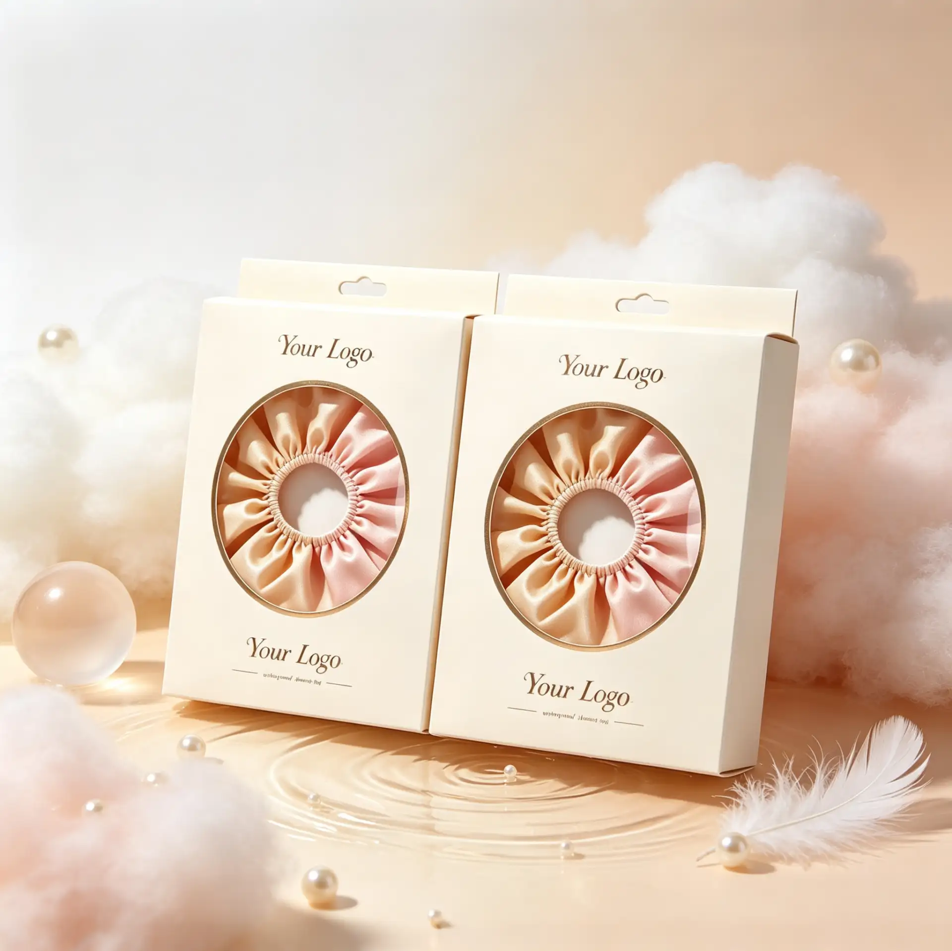 Cream Round Window Hair Tie Box