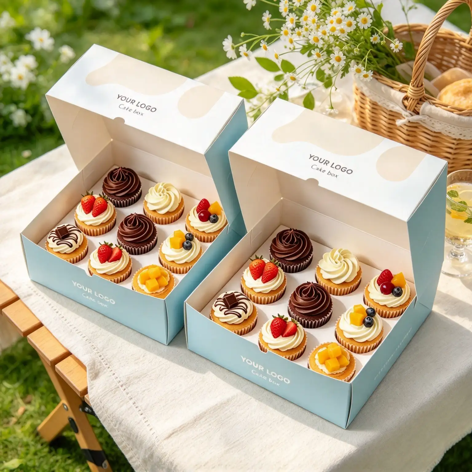 Cupcake Carrier Box With 9-Cavity Insert