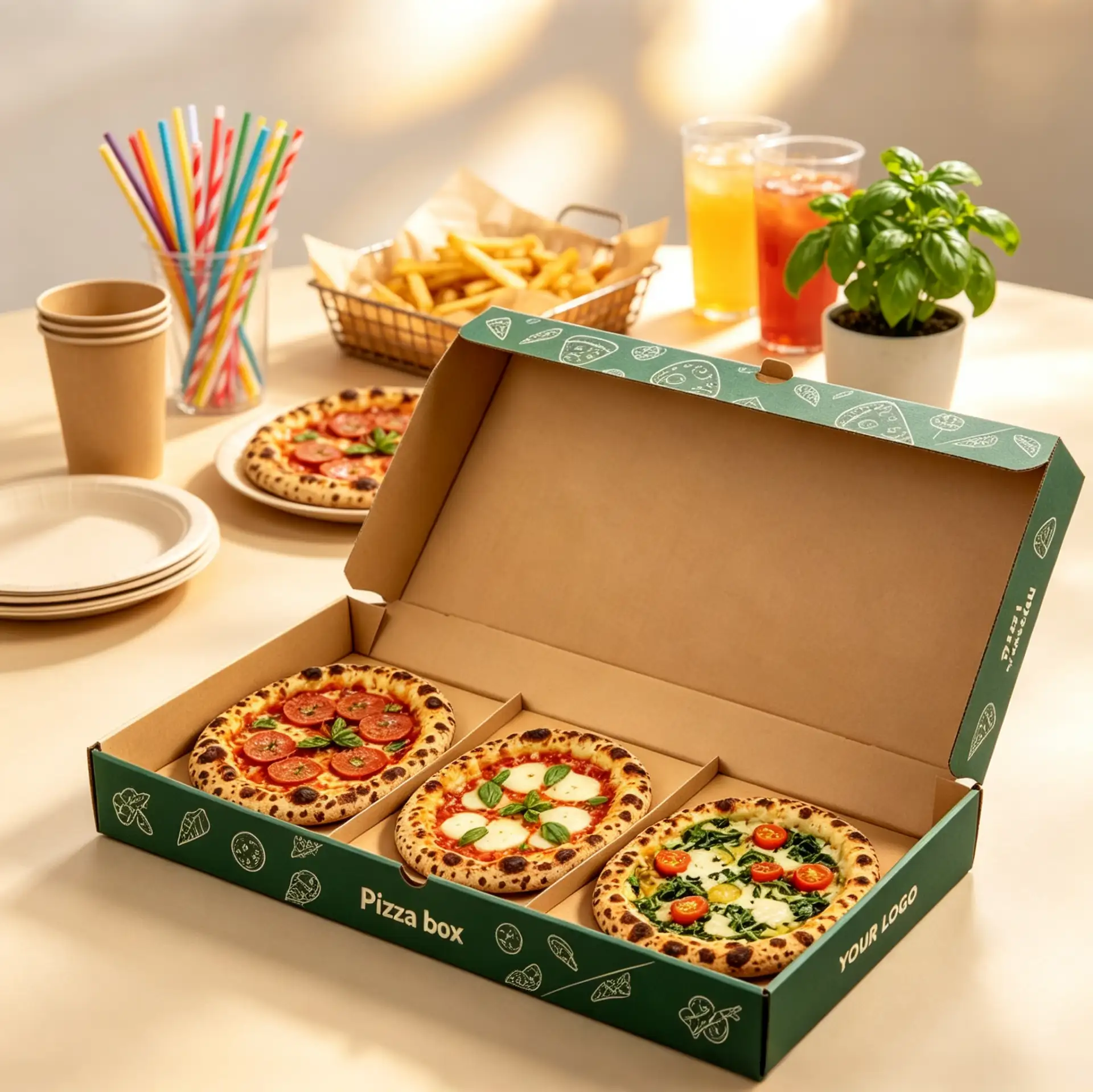 Custom Flip-top 3 Pizza Slots Box
