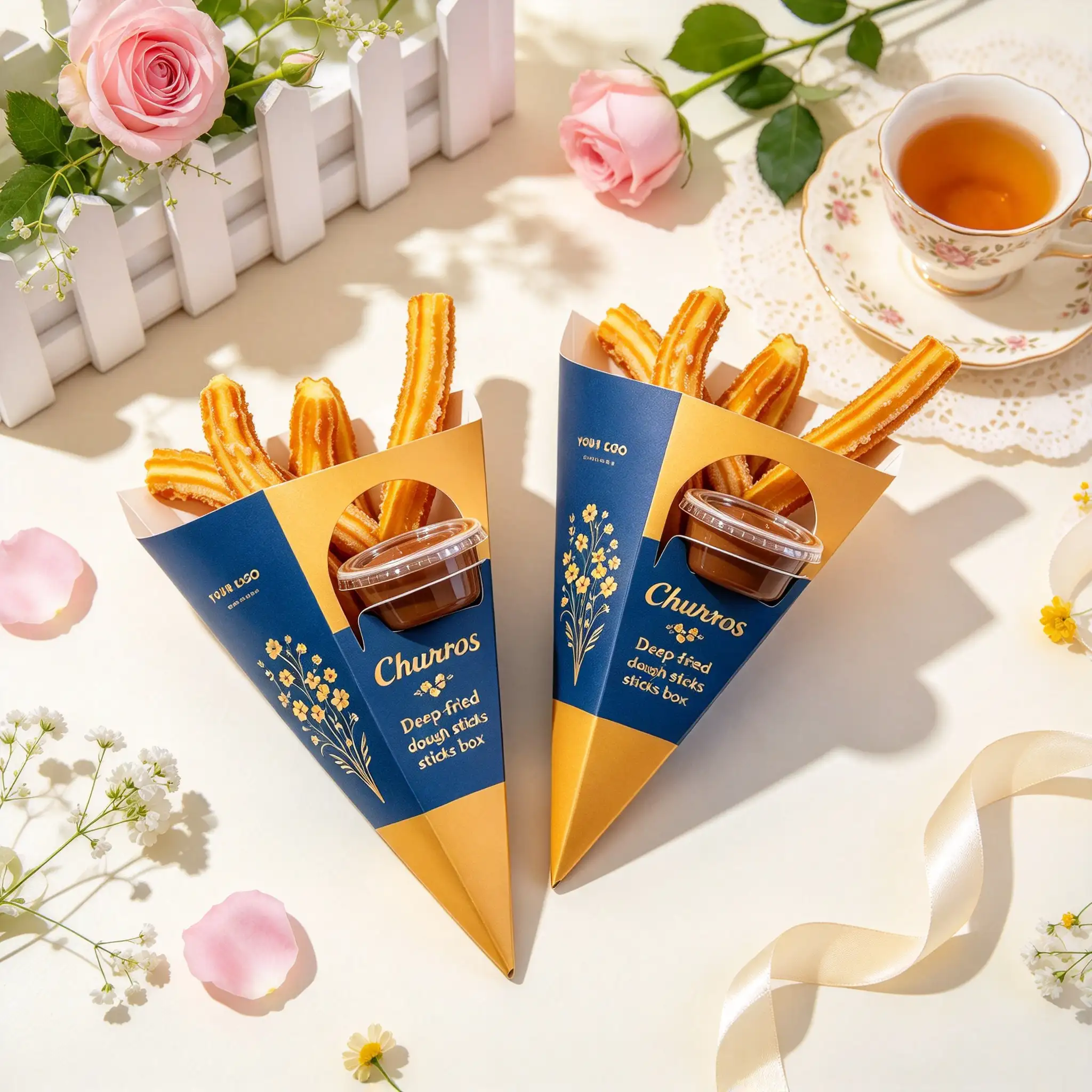 Food Churros Box With Dip Cup Holder