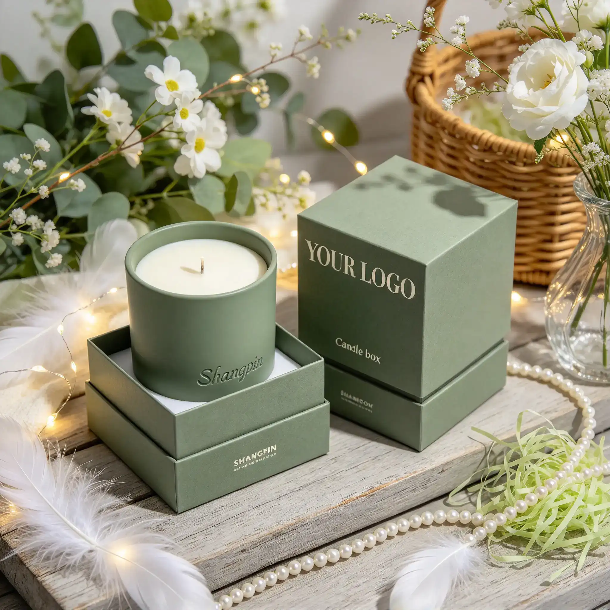 Green Lid-base Candle Box