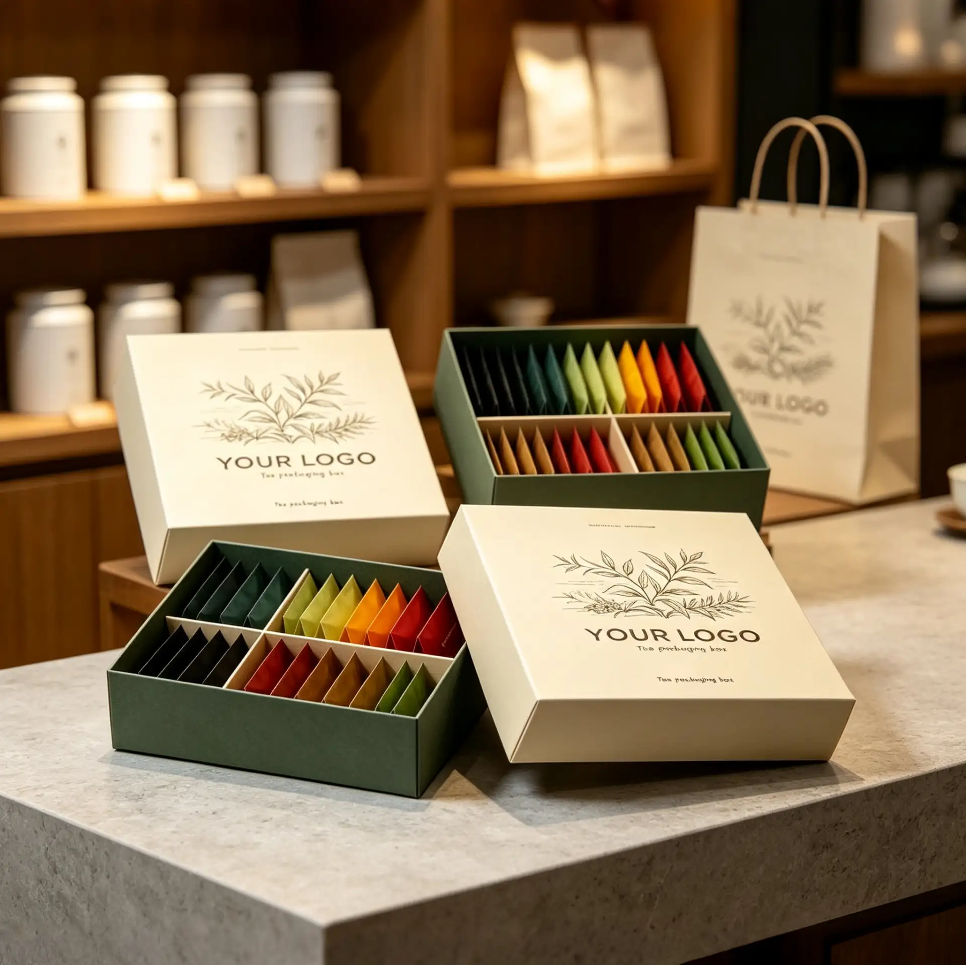 Green Tea Box With Divided Tray