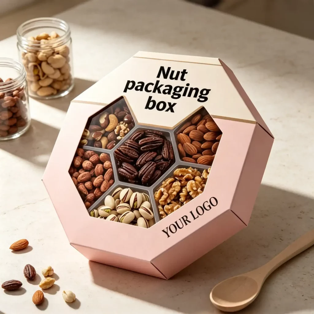 Hexagon Nut Gift Box Portable 6-Pack Box for Assorted Nuts