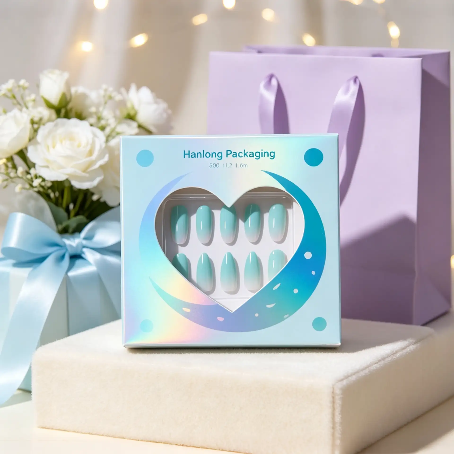 Holographic Heart False Nail Box