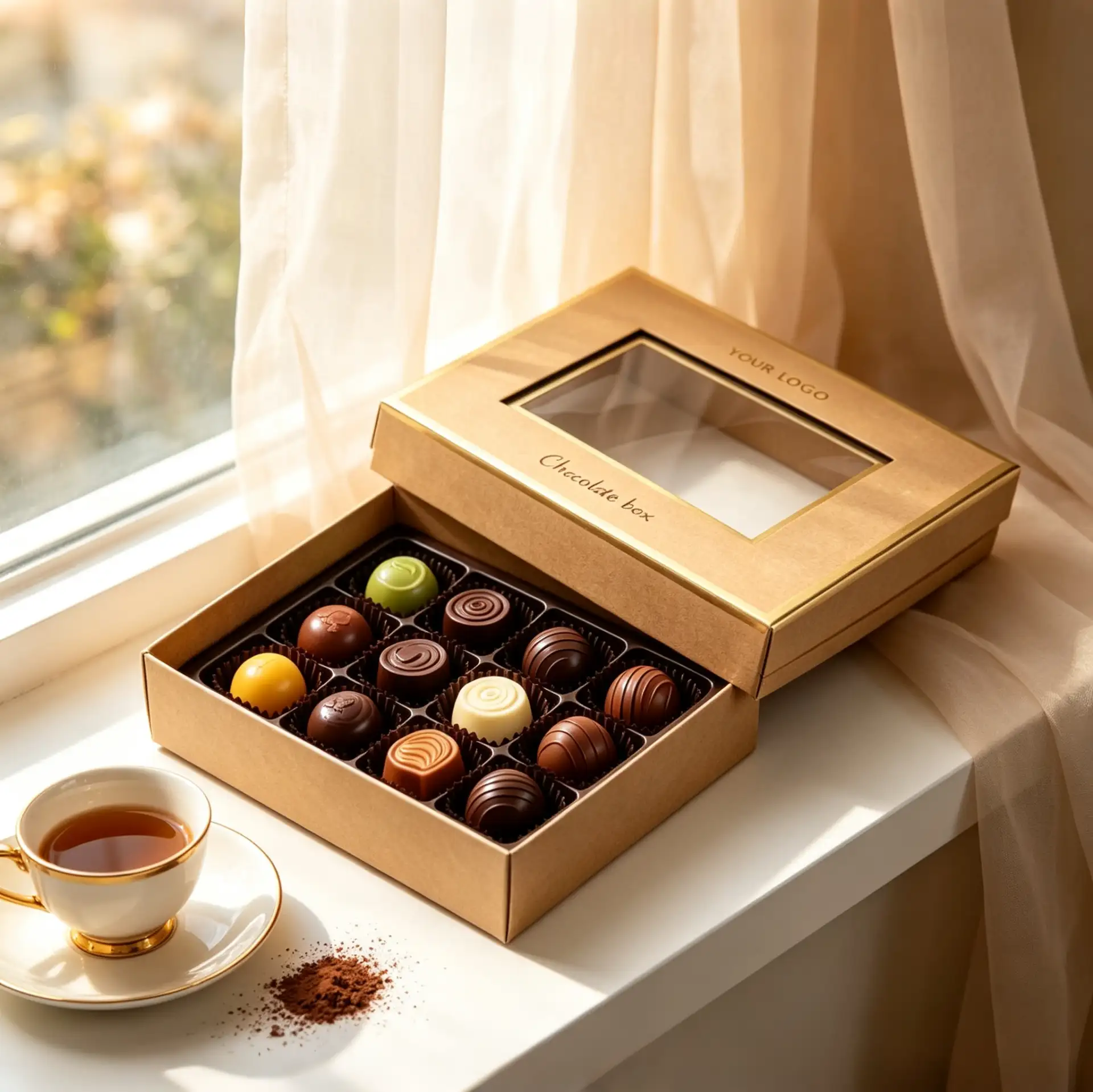 Kraft Paper Chocolate Box with Clear Window