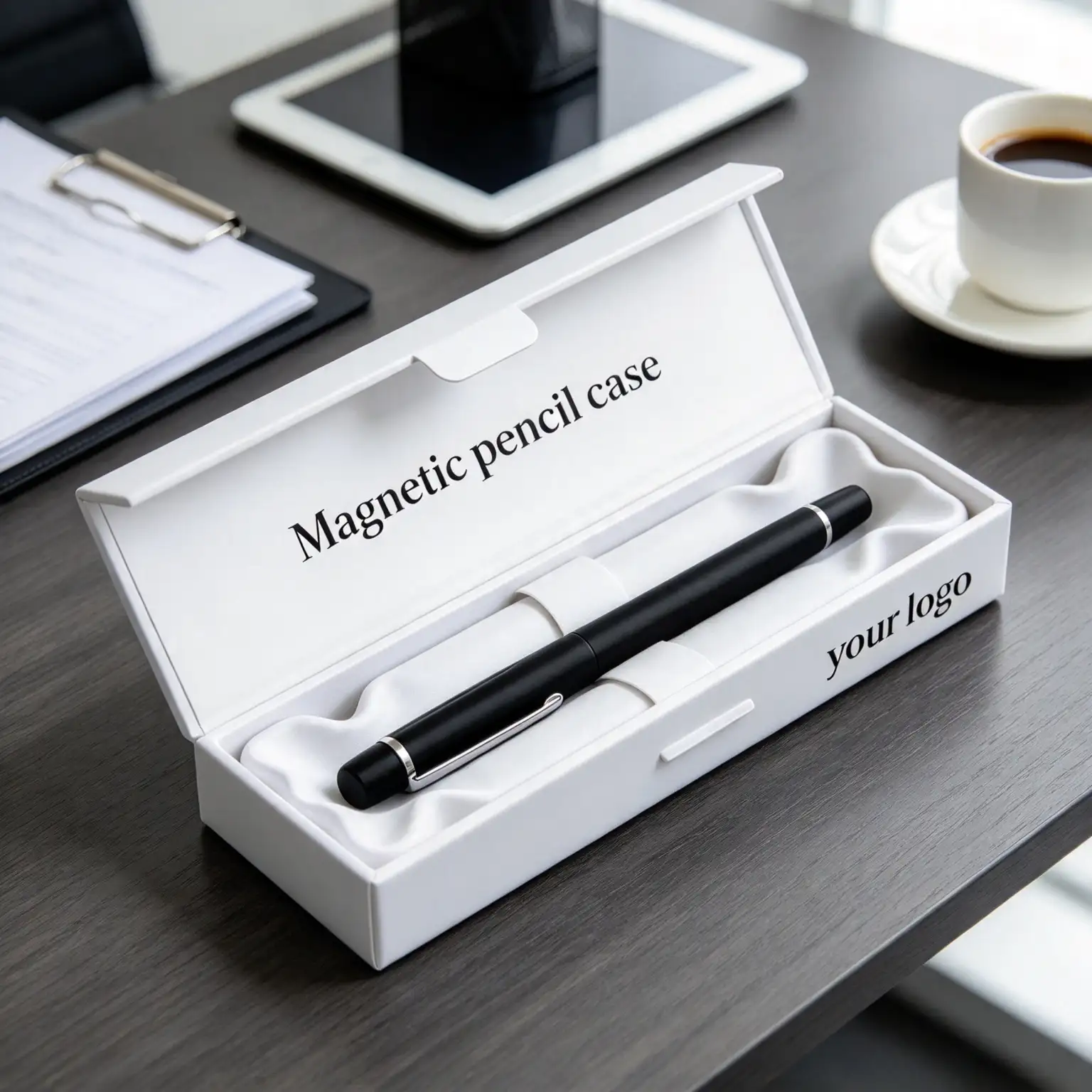 Luxury White Magnetic Pen Box
