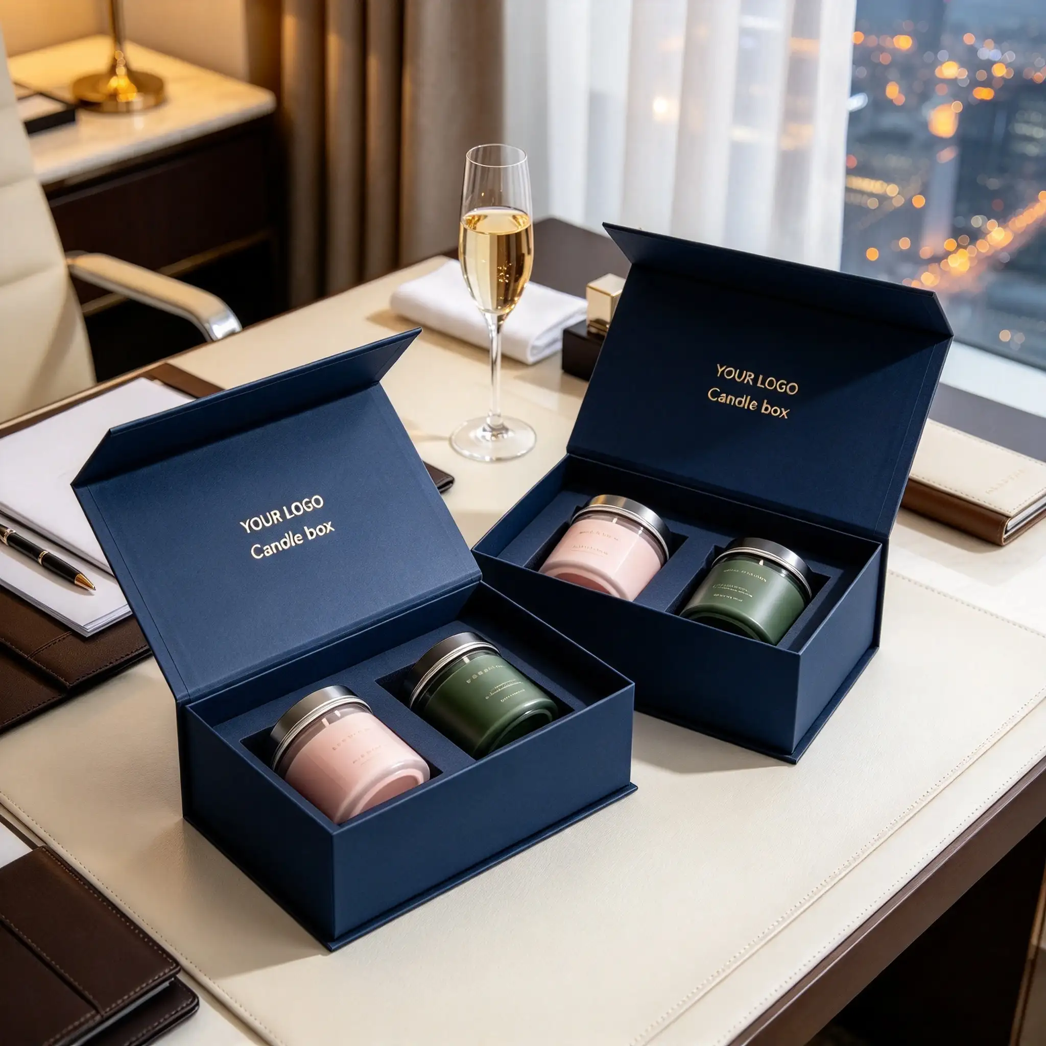 Navy Blue Double Candle Gift Box​